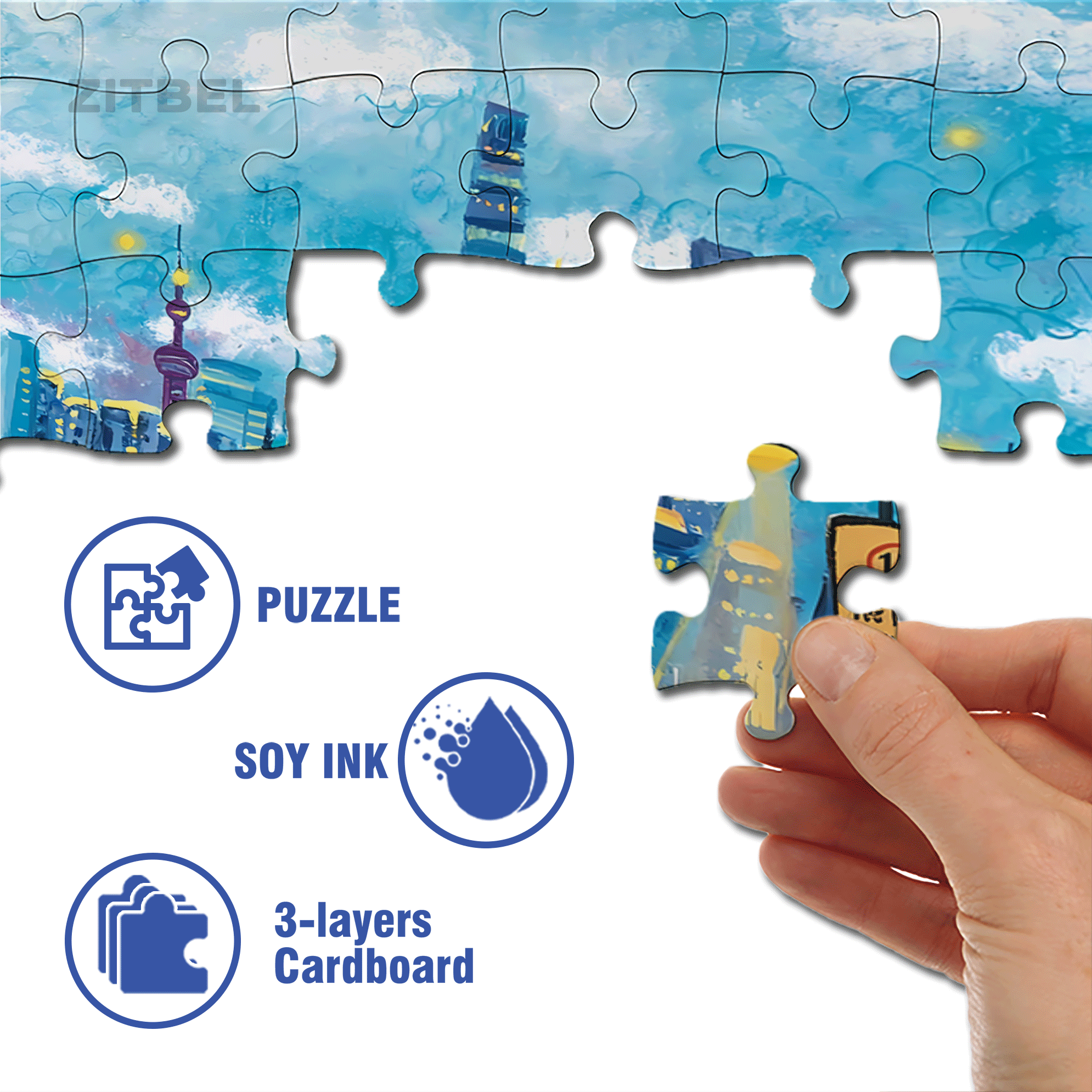 Blue Moment 500pcs/1000pcs Jigsaw Puzzle, Scratch-Resistant, Interactive Family Game & Brain-Boosting DIY Decor, Perfect for Halloween, Christmas & New Year Gifts, Family Puzzle Game