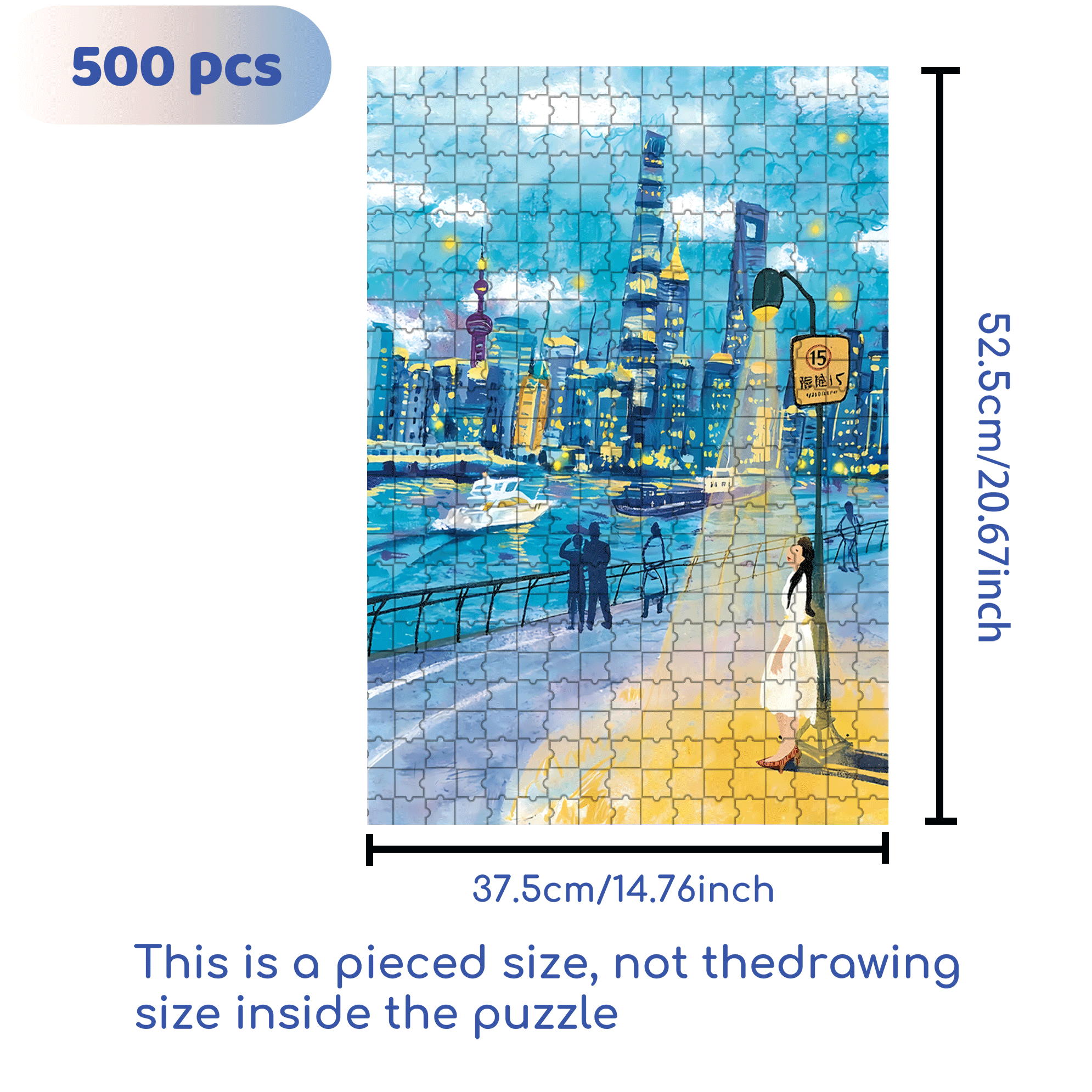 Blue Moment 500pcs/1000pcs Jigsaw Puzzle, Scratch-Resistant, Interactive Family Game & Brain-Boosting DIY Decor, Perfect for Halloween, Christmas & New Year Gifts, Family Puzzle Game