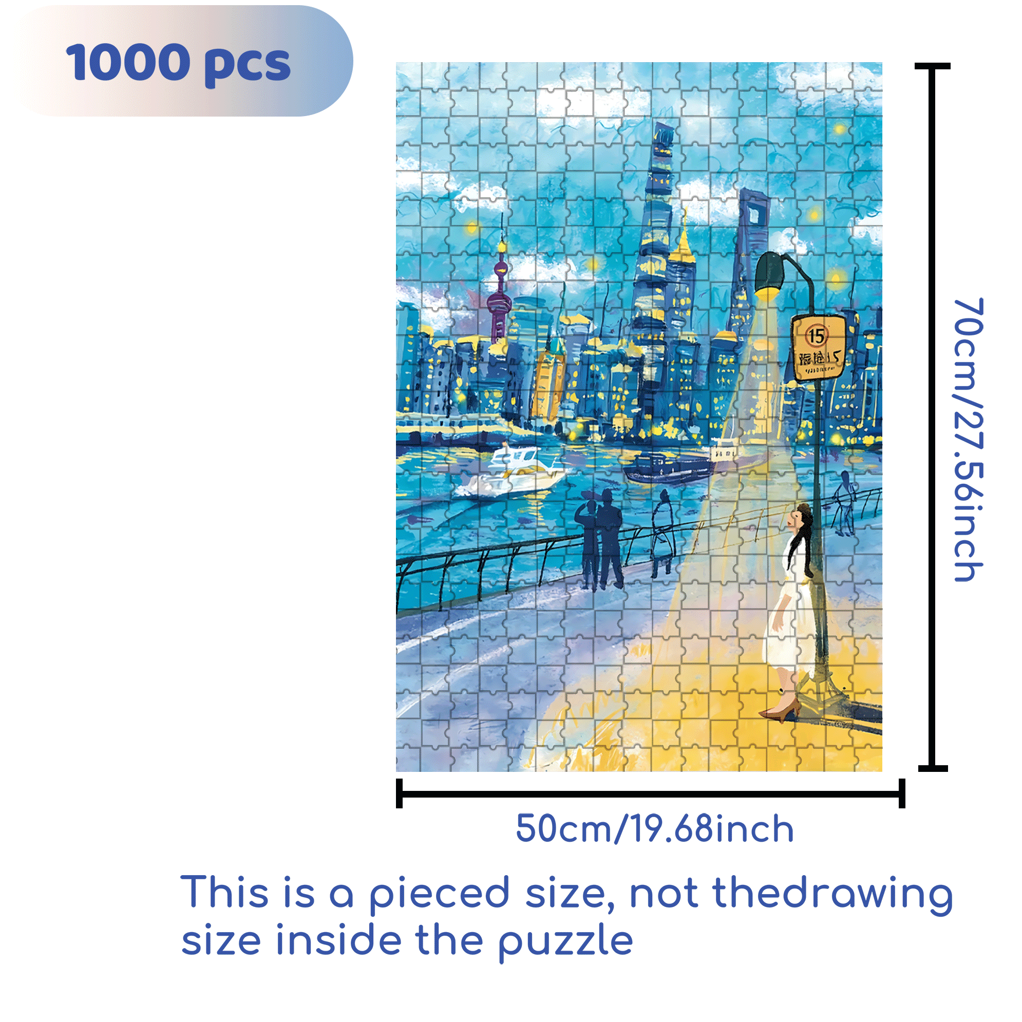 Blue Moment 500pcs/1000pcs Jigsaw Puzzle, Scratch-Resistant, Interactive Family Game & Brain-Boosting DIY Decor, Perfect for Halloween, Christmas & New Year Gifts, Family Puzzle Game