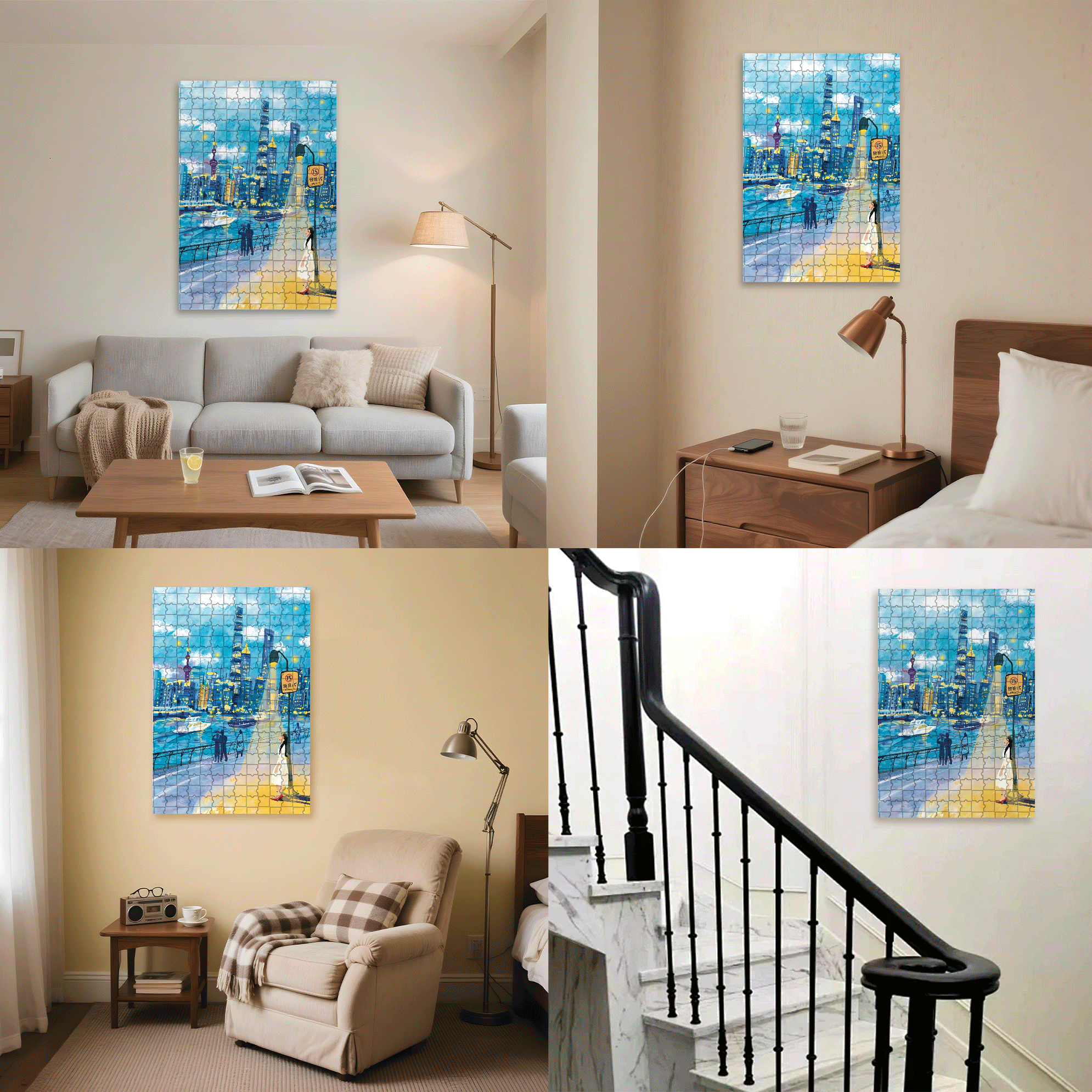 Blue Moment 500pcs/1000pcs Jigsaw Puzzle, Scratch-Resistant, Interactive Family Game & Brain-Boosting DIY Decor, Perfect for Halloween, Christmas & New Year Gifts, Family Puzzle Game