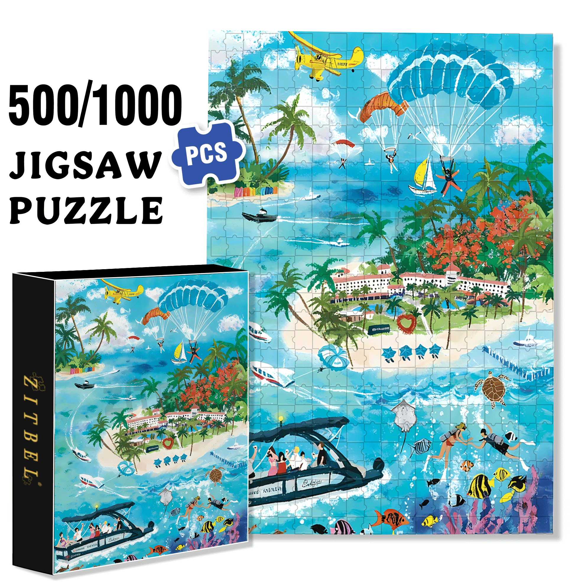 Blue Mood 2 500pcs/1000pcs Jigsaw Puzzle, Scratch-Resistant, Interactive Family Game & Brain-Boosting DIY Decor, Perfect for Halloween, Christmas & New Year Gifts, Family Puzzle Game