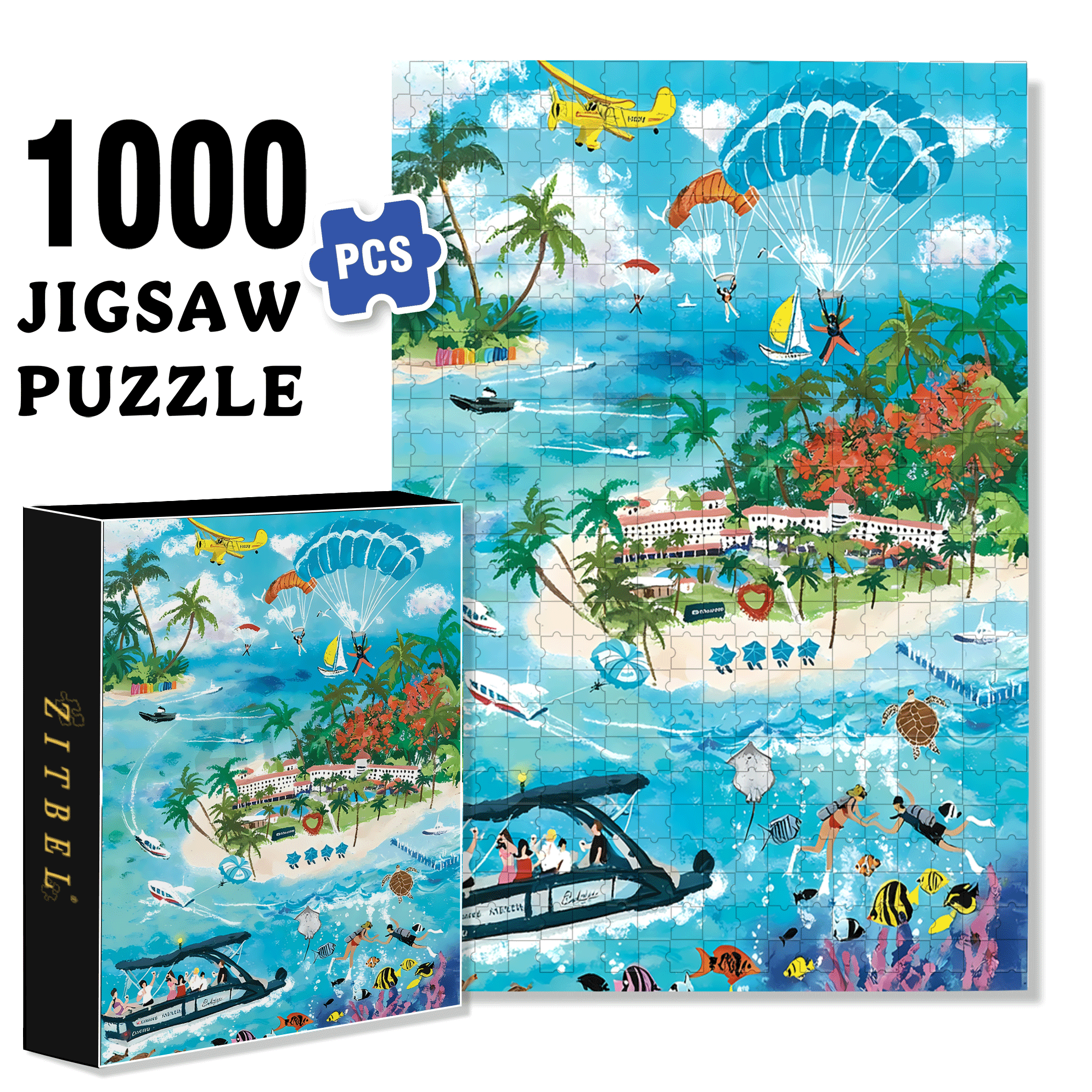 Blue Mood 2 500pcs/1000pcs Jigsaw Puzzle, Scratch-Resistant, Interactive Family Game & Brain-Boosting DIY Decor, Perfect for Halloween, Christmas & New Year Gifts, Family Puzzle Game