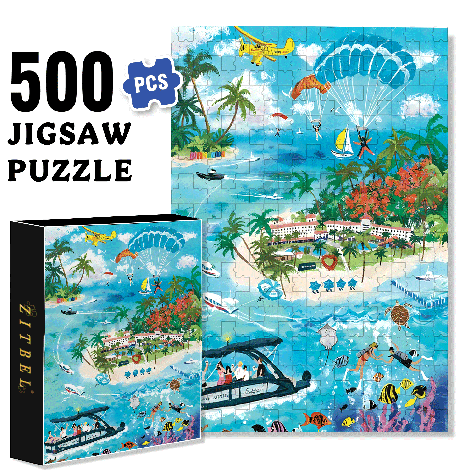 Blue Mood 2 500pcs/1000pcs Jigsaw Puzzle, Scratch-Resistant, Interactive Family Game & Brain-Boosting DIY Decor, Perfect for Halloween, Christmas & New Year Gifts, Family Puzzle Game