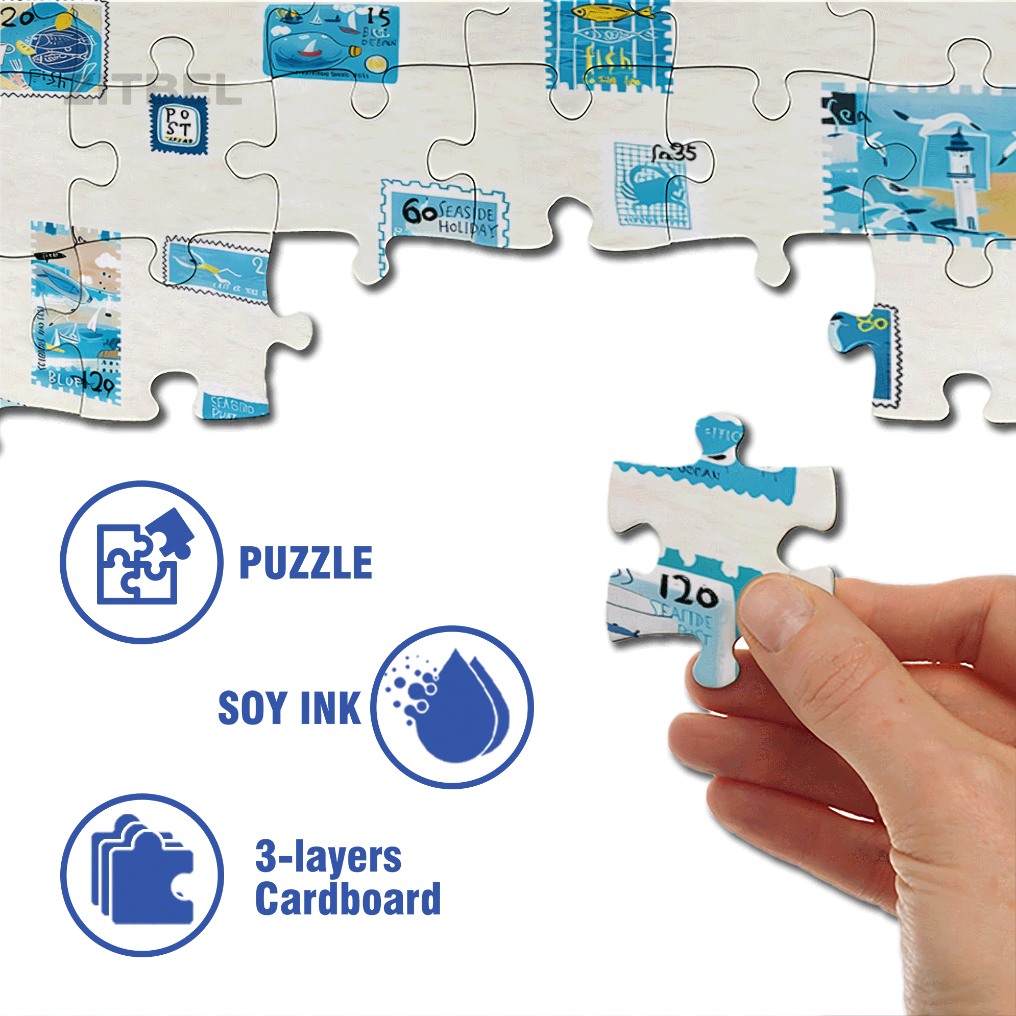 Blue Stamp 500pcs/1000pcs Jigsaw Puzzle, Scratch-Resistant, Interactive Family Game & Brain-Boosting DIY Decor, Perfect for Halloween, Christmas & New Year Gifts, Family Puzzle Game