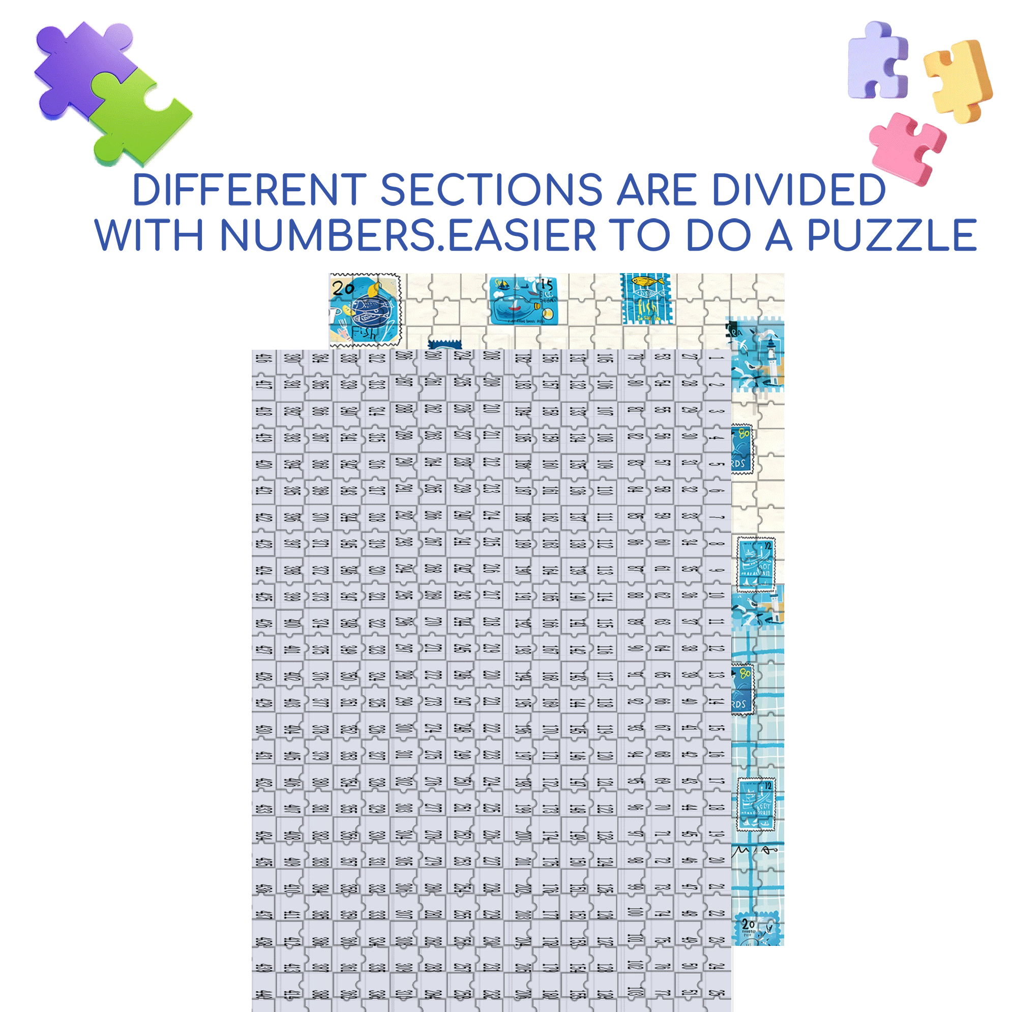 Blue Stamp 500pcs/1000pcs Jigsaw Puzzle, Scratch-Resistant, Interactive Family Game & Brain-Boosting DIY Decor, Perfect for Halloween, Christmas & New Year Gifts, Family Puzzle Game