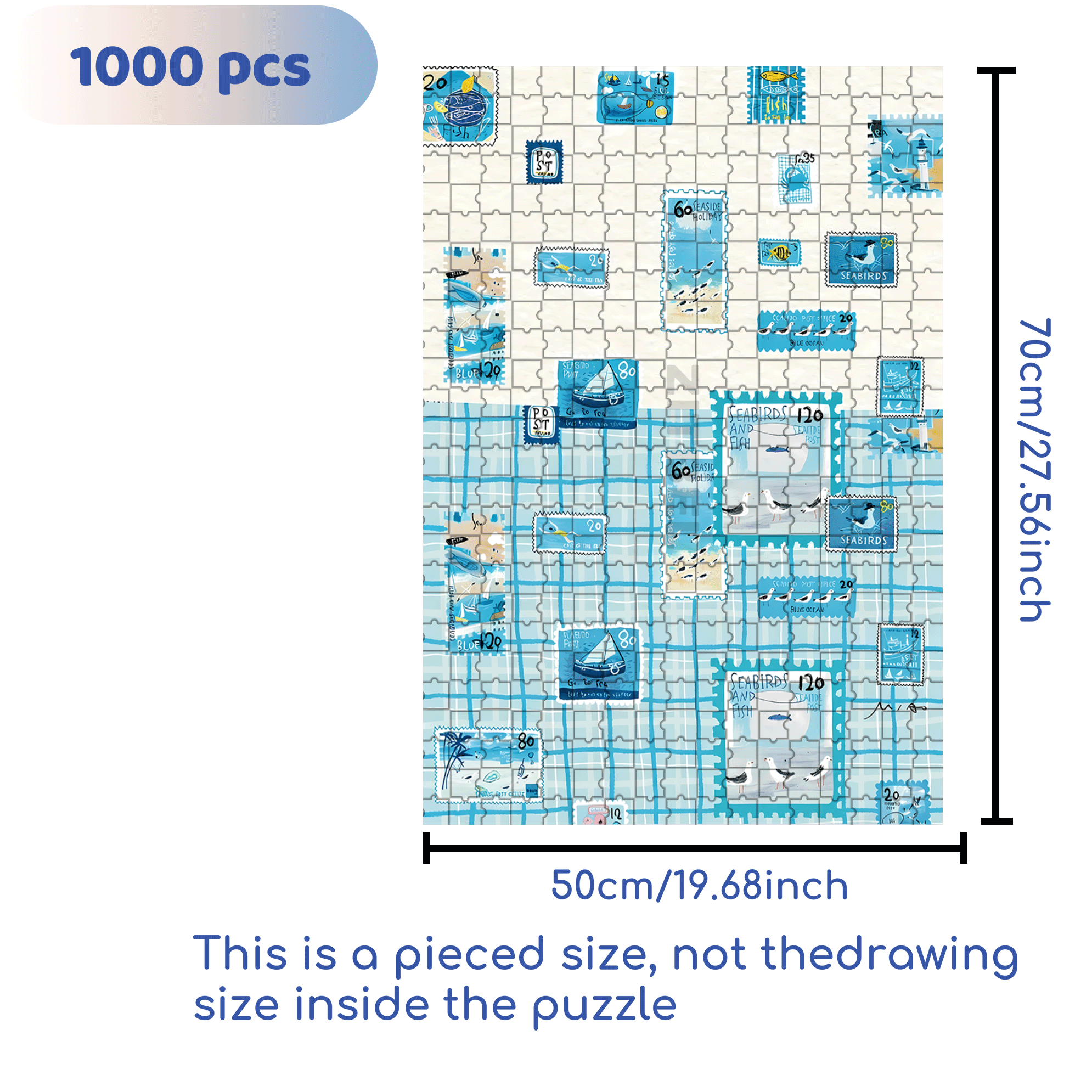 Blue Stamp 500pcs/1000pcs Jigsaw Puzzle, Scratch-Resistant, Interactive Family Game & Brain-Boosting DIY Decor, Perfect for Halloween, Christmas & New Year Gifts, Family Puzzle Game
