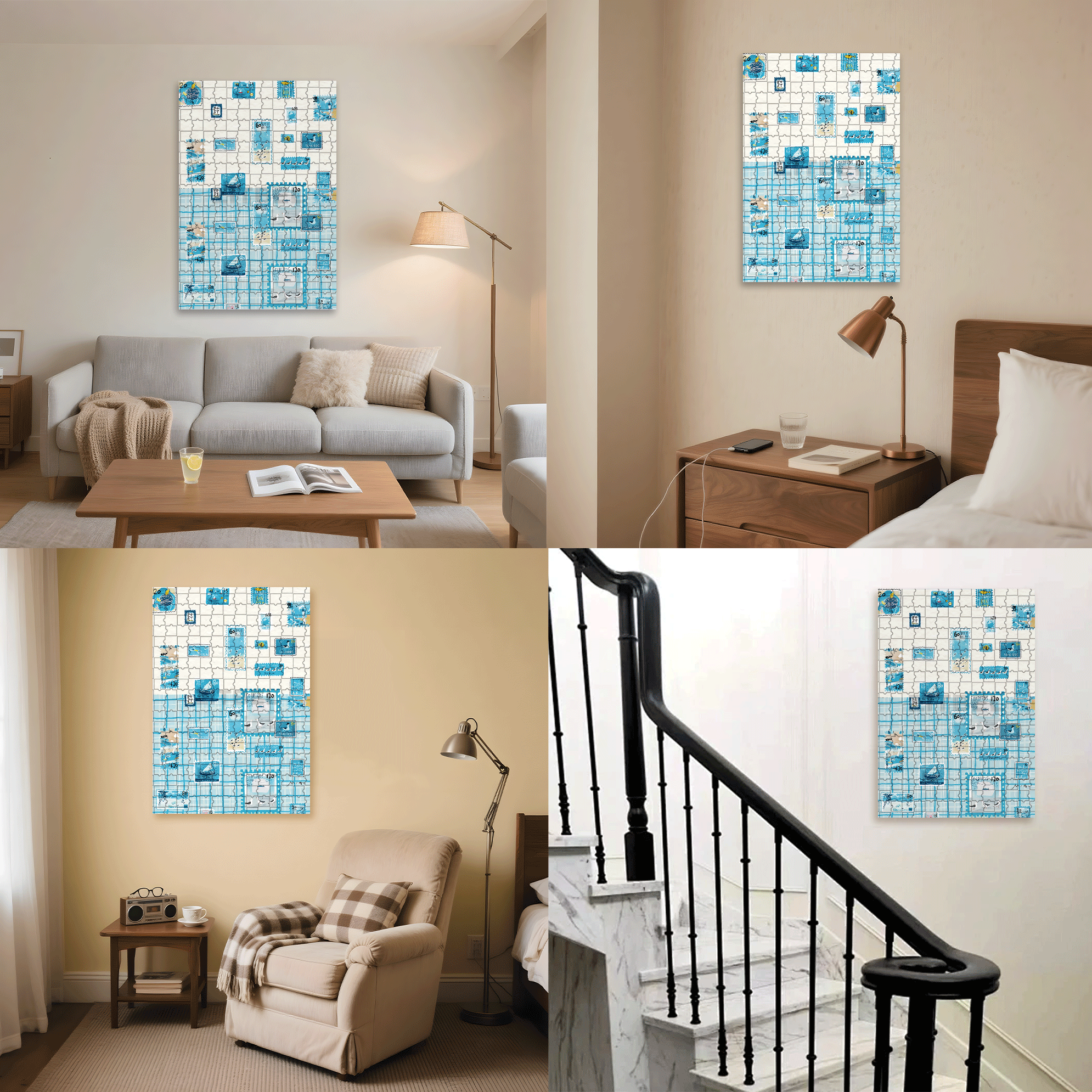 Blue Stamp 500pcs/1000pcs Jigsaw Puzzle, Scratch-Resistant, Interactive Family Game & Brain-Boosting DIY Decor, Perfect for Halloween, Christmas & New Year Gifts, Family Puzzle Game