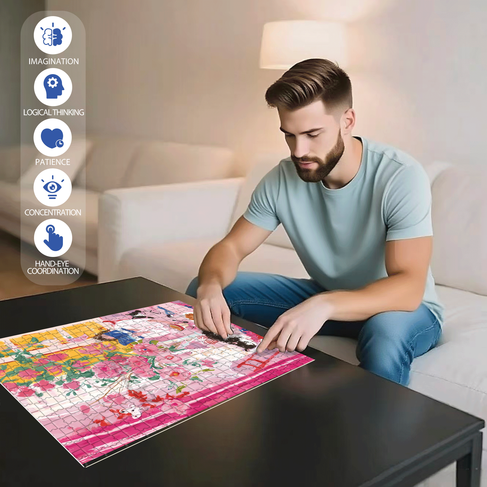Cat's Summer Afternoon 500pcs/1000pcs Jigsaw Puzzle, Scratch-Resistant, Interactive Family Game & Brain-Boosting DIY Decor, Perfect for Halloween, Christmas & New Year Gifts, Family Puzzle Game