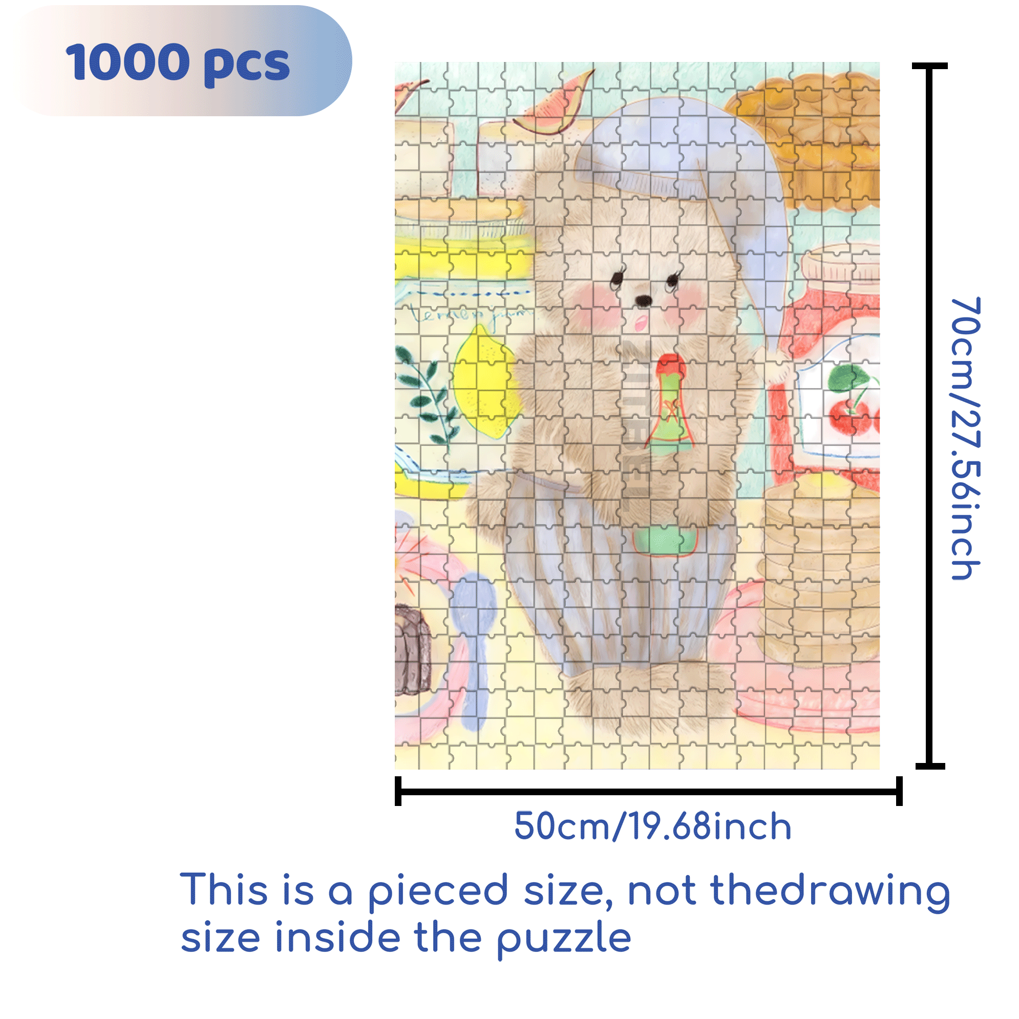 Champagne Bear 500pcs/1000pcs Jigsaw Puzzle, Scratch-Resistant, Interactive Family Game & Brain-Boosting DIY Decor, Perfect for Halloween, Christmas & New Year Gifts, Family Puzzle Game