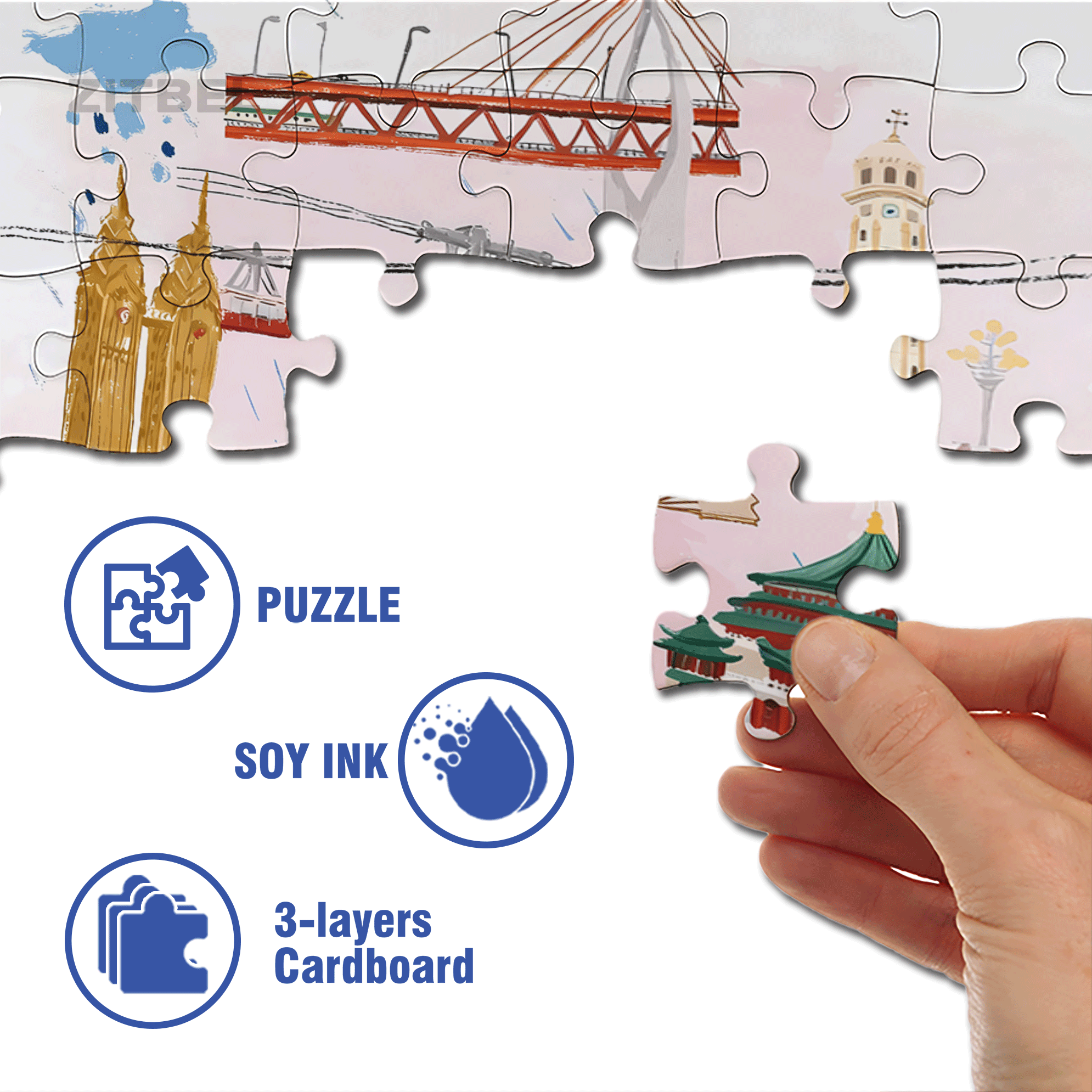 ChongQing 500pcs/1000pcs Jigsaw Puzzle, Scratch-Resistant, Interactive Family Game & Brain-Boosting DIY Decor, Perfect for Halloween, Christmas & New Year Gifts, Family Puzzle Game