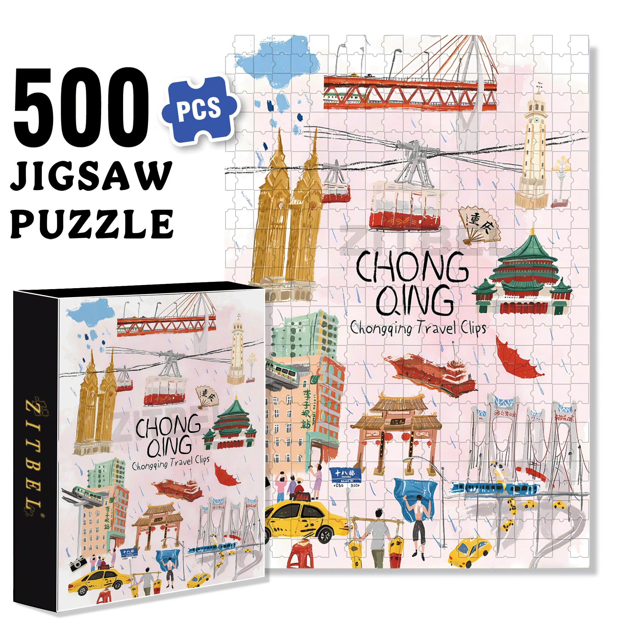 ChongQing 500pcs/1000pcs Jigsaw Puzzle, Scratch-Resistant, Interactive Family Game & Brain-Boosting DIY Decor, Perfect for Halloween, Christmas & New Year Gifts, Family Puzzle Game