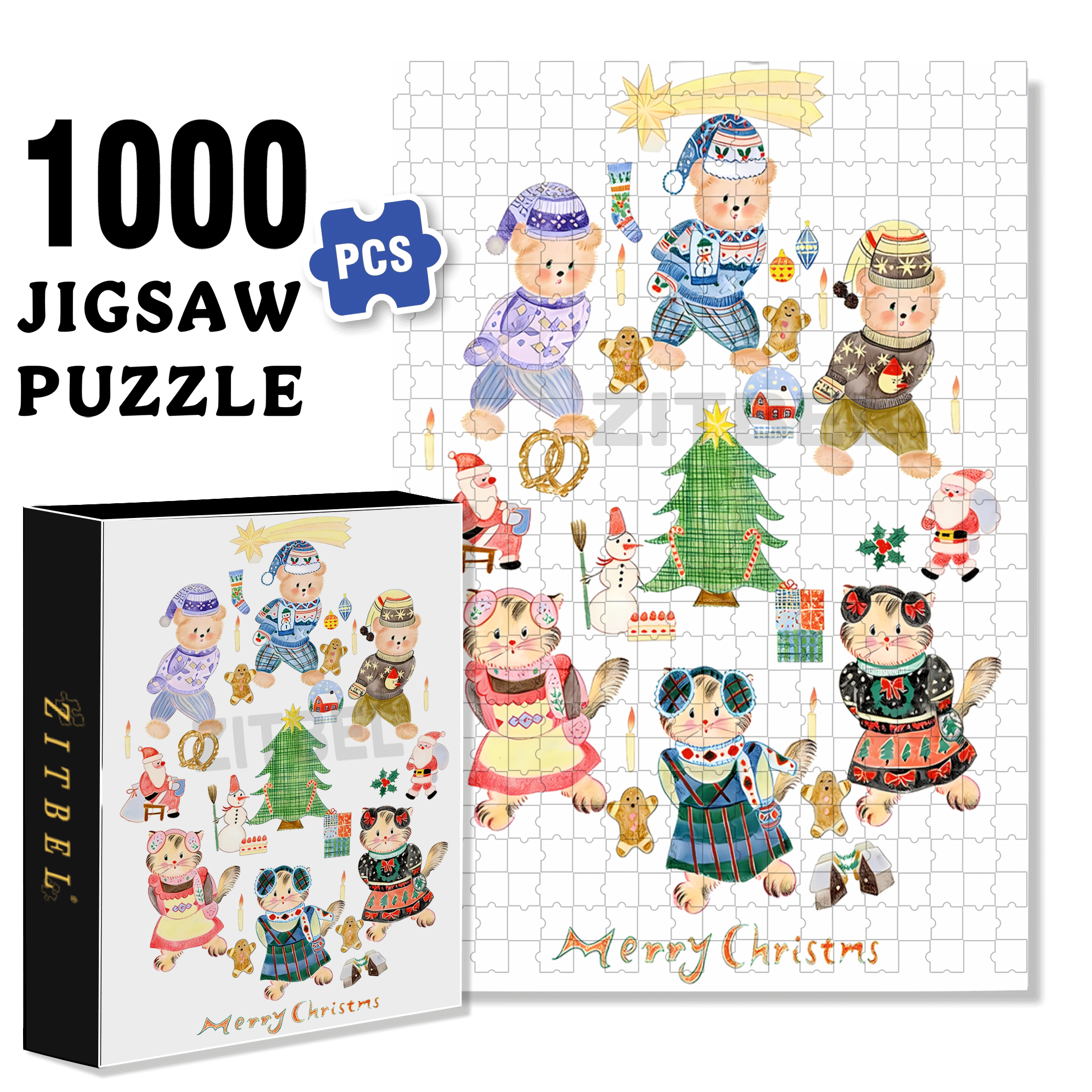 Christmas Waltz 500pcs/1000pcs Jigsaw Puzzle, Scratch-Resistant, Interactive Family Game & Brain-Boosting DIY Decor, Perfect for Halloween, Christmas & New Year Gifts, Family Puzzle Game
