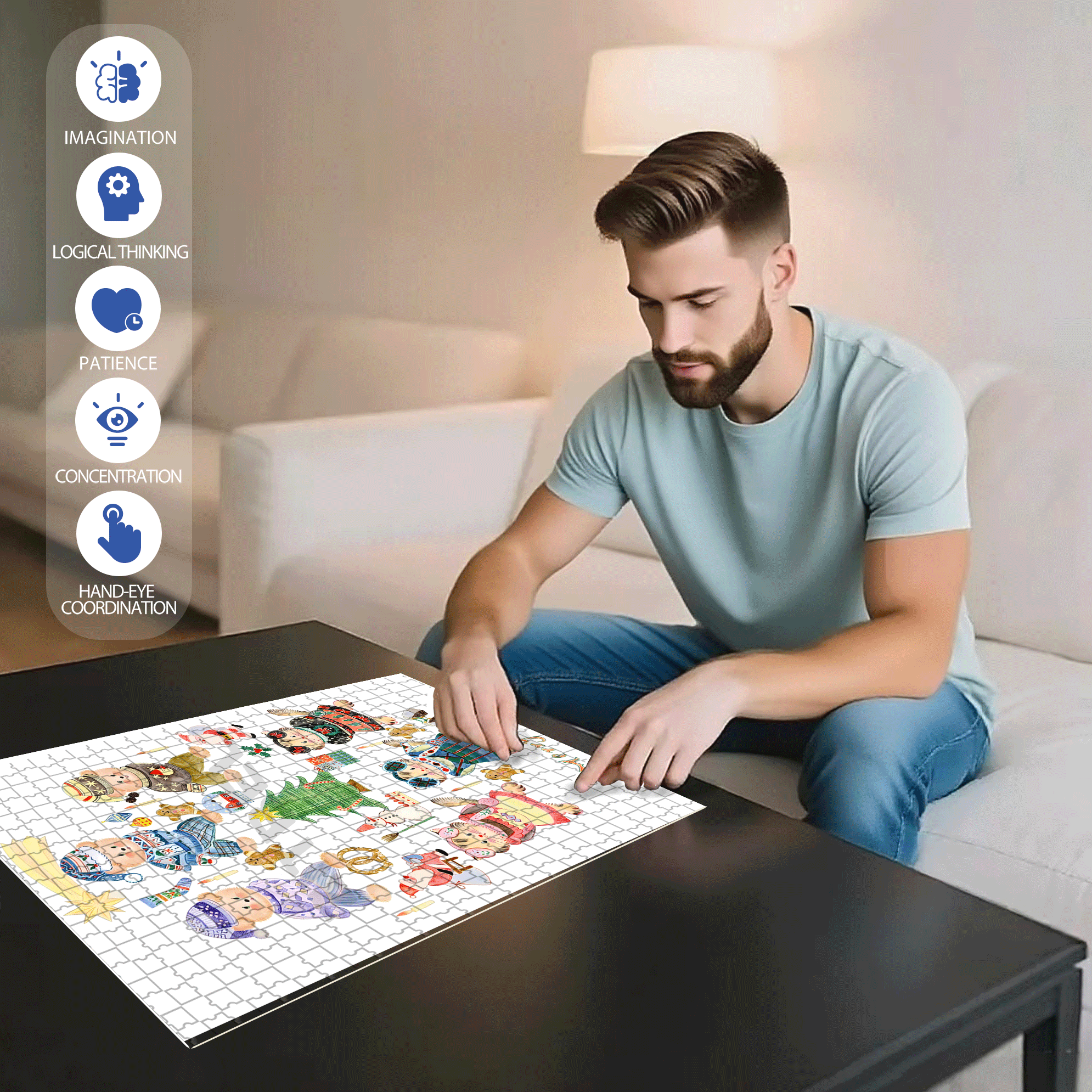 Christmas Waltz 500pcs/1000pcs Jigsaw Puzzle, Scratch-Resistant, Interactive Family Game & Brain-Boosting DIY Decor, Perfect for Halloween, Christmas & New Year Gifts, Family Puzzle Game