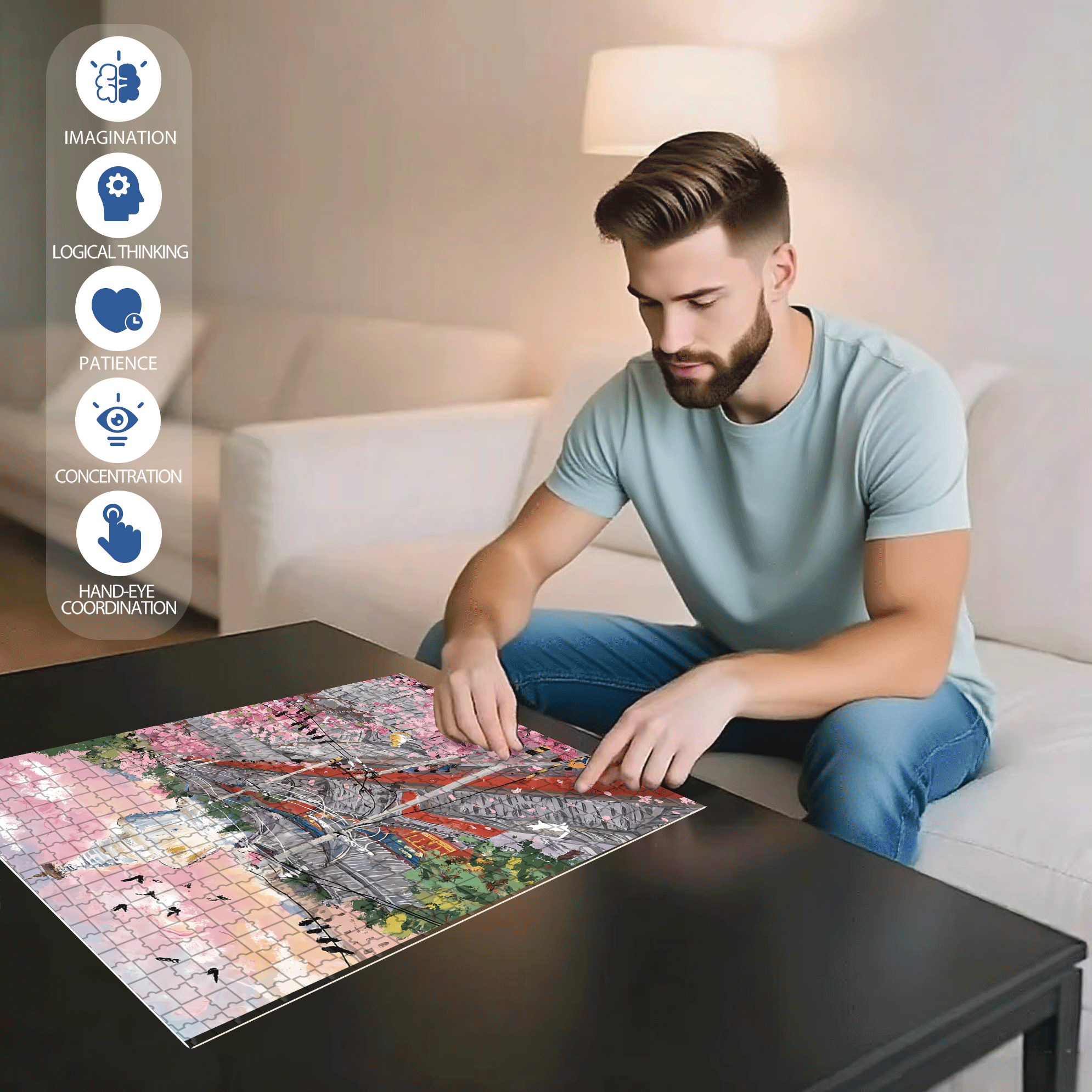 City Pictorial 2 500pcs/1000pcs Jigsaw Puzzle, Scratch-Resistant, Interactive Family Game & Brain-Boosting DIY Decor, Perfect for Halloween, Christmas & New Year Gifts, Family Puzzle Game