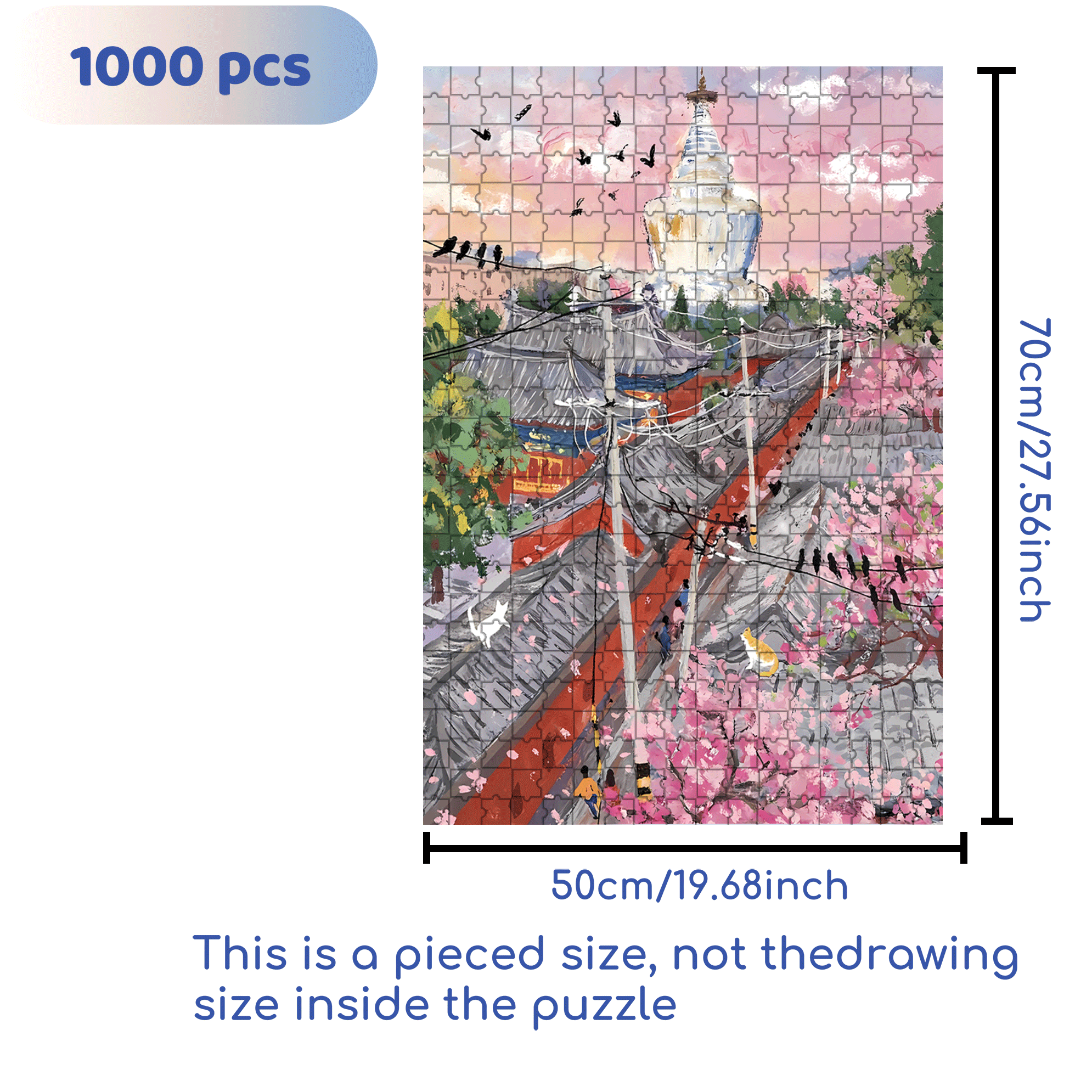 City Pictorial 2 500pcs/1000pcs Jigsaw Puzzle, Scratch-Resistant, Interactive Family Game & Brain-Boosting DIY Decor, Perfect for Halloween, Christmas & New Year Gifts, Family Puzzle Game