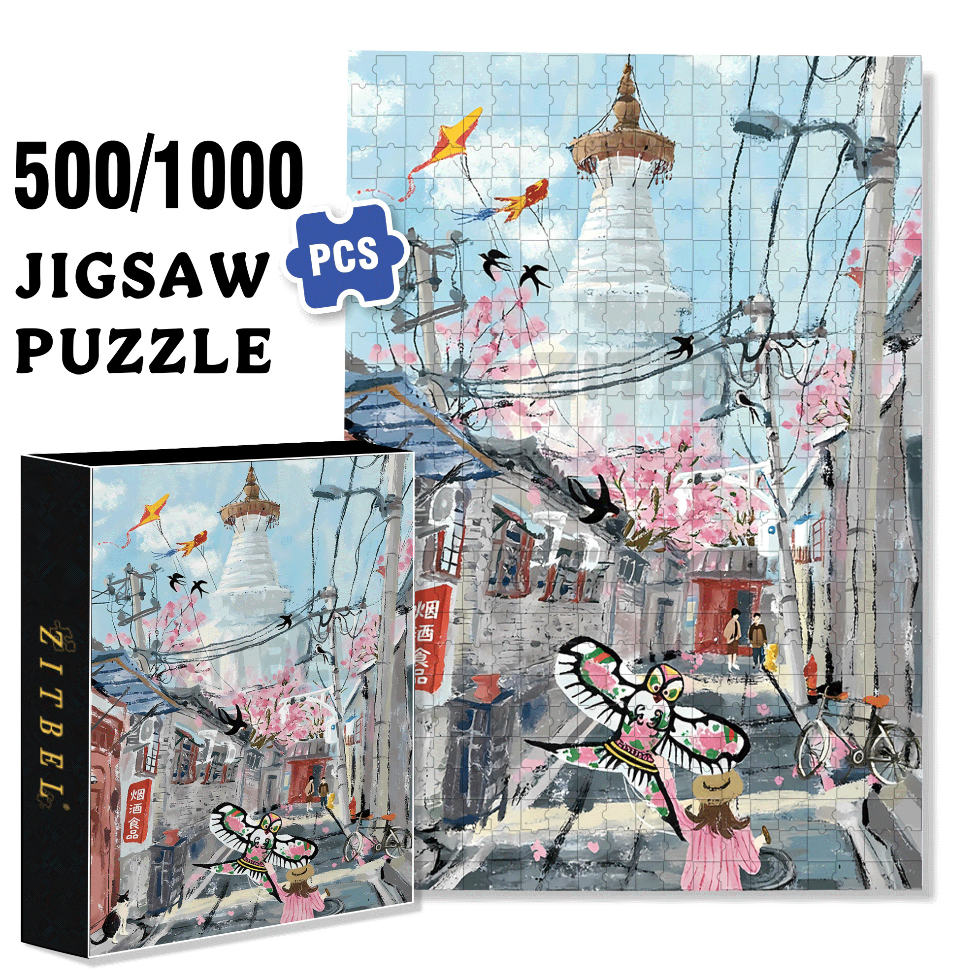 City Pictorial 3 500pcs/1000pcs Jigsaw Puzzle, Scratch-Resistant, Interactive Family Game & Brain-Boosting DIY Decor, Perfect for Halloween, Christmas & New Year Gifts, Family Puzzle Game