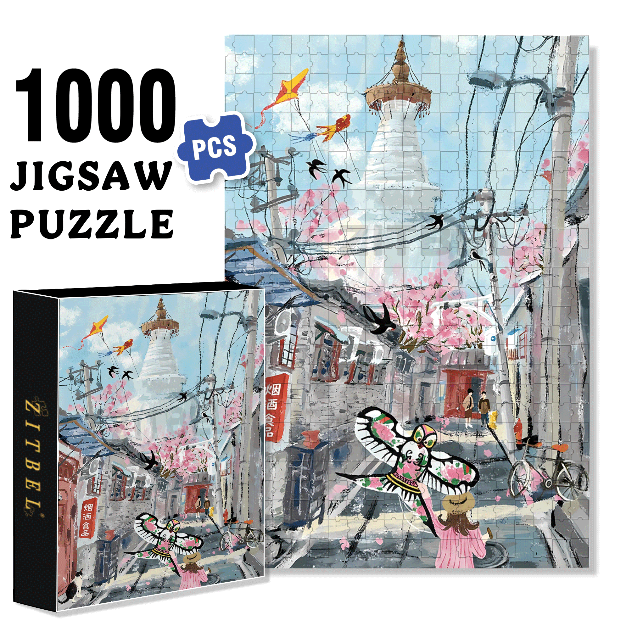 City Pictorial 3 500pcs/1000pcs Jigsaw Puzzle, Scratch-Resistant, Interactive Family Game & Brain-Boosting DIY Decor, Perfect for Halloween, Christmas & New Year Gifts, Family Puzzle Game