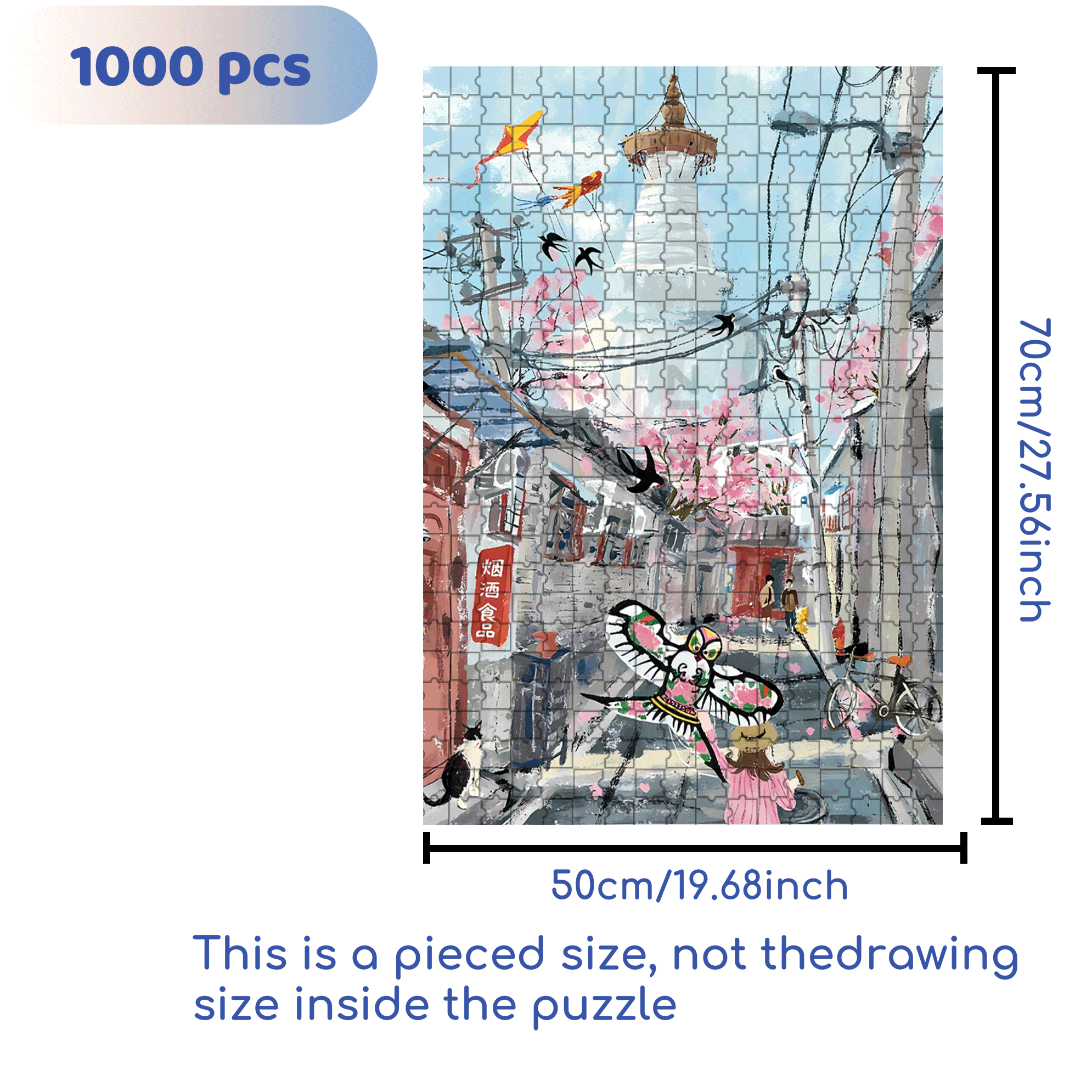 City Pictorial 3 500pcs/1000pcs Jigsaw Puzzle, Scratch-Resistant, Interactive Family Game & Brain-Boosting DIY Decor, Perfect for Halloween, Christmas & New Year Gifts, Family Puzzle Game