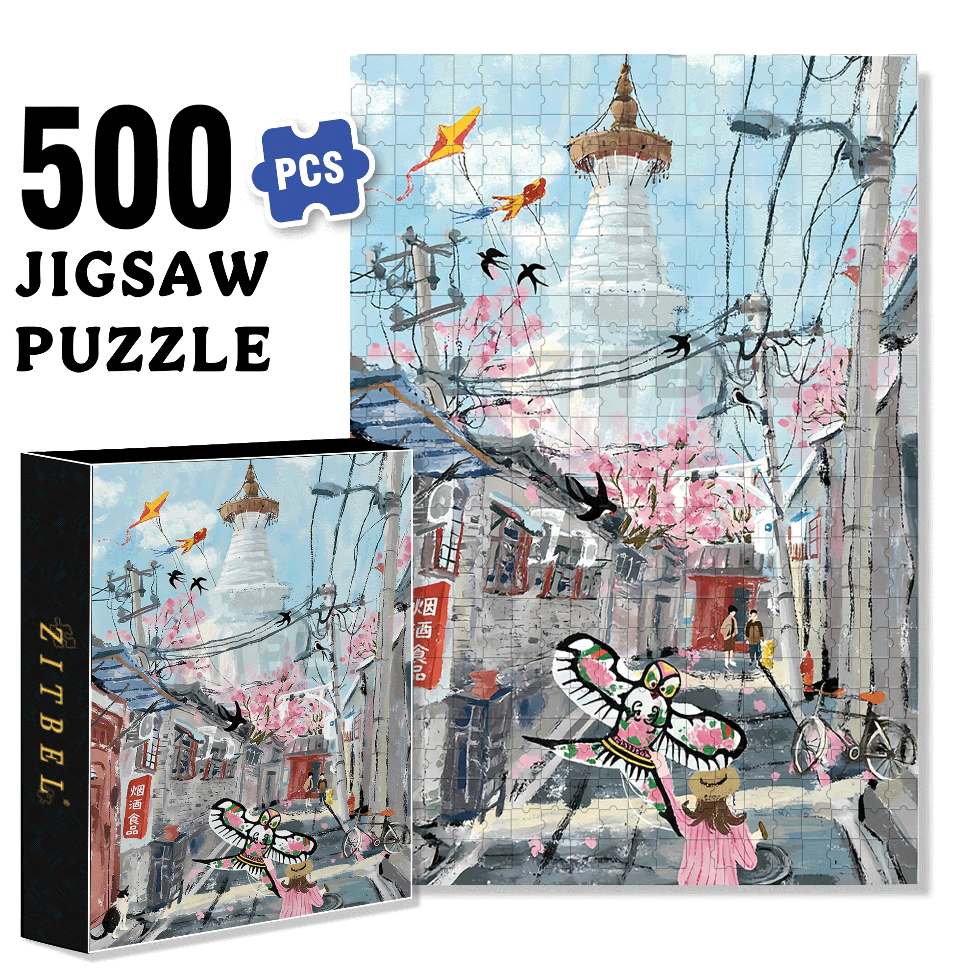 City Pictorial 3 500pcs/1000pcs Jigsaw Puzzle, Scratch-Resistant, Interactive Family Game & Brain-Boosting DIY Decor, Perfect for Halloween, Christmas & New Year Gifts, Family Puzzle Game