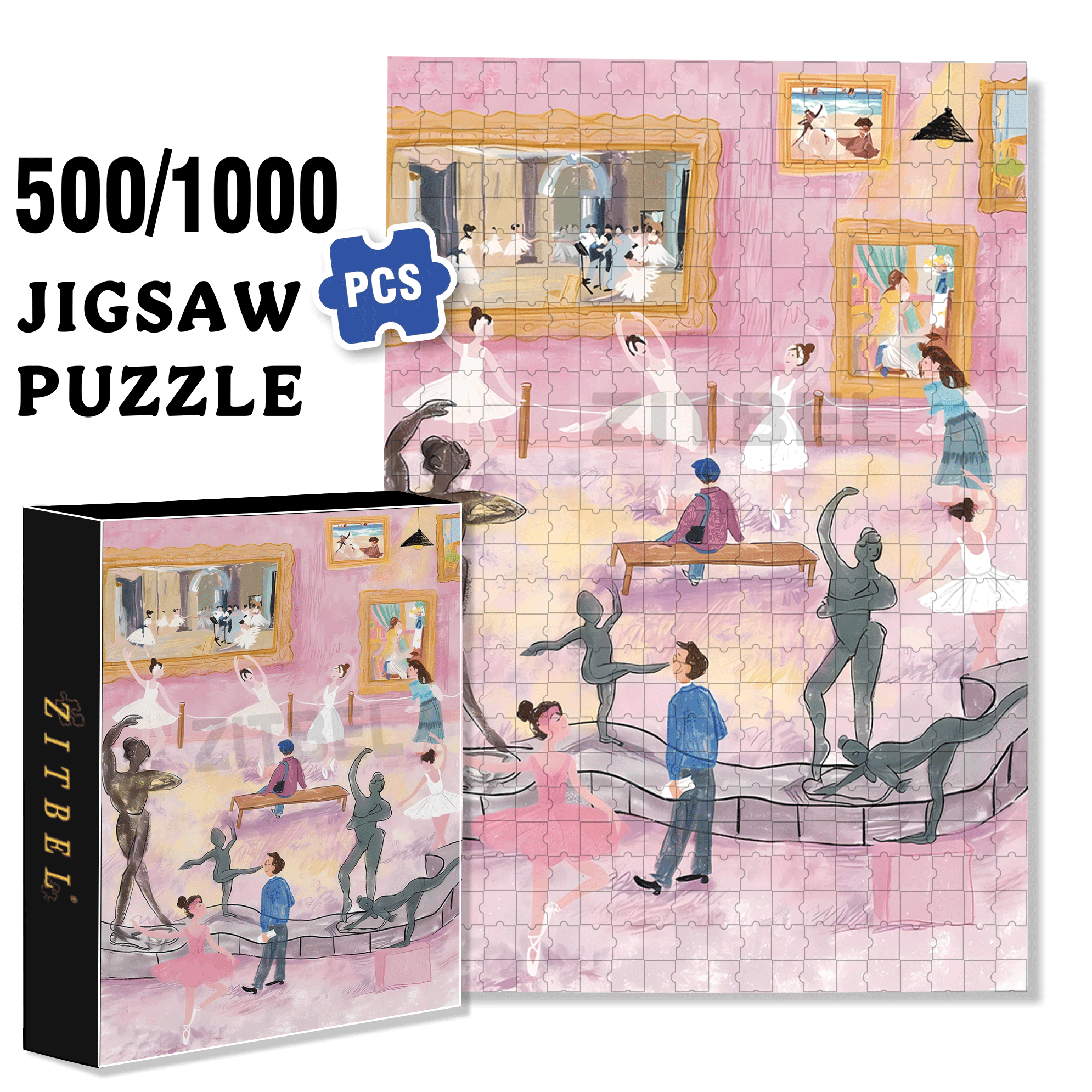 Dance with Degas' Ballet Girl 500pcs/1000pcs Jigsaw Puzzle, Scratch-Resistant, Interactive Family Game & Brain-Boosting DIY Decor, Perfect for Halloween, Christmas & New Year Gifts, Family Puzzle Game