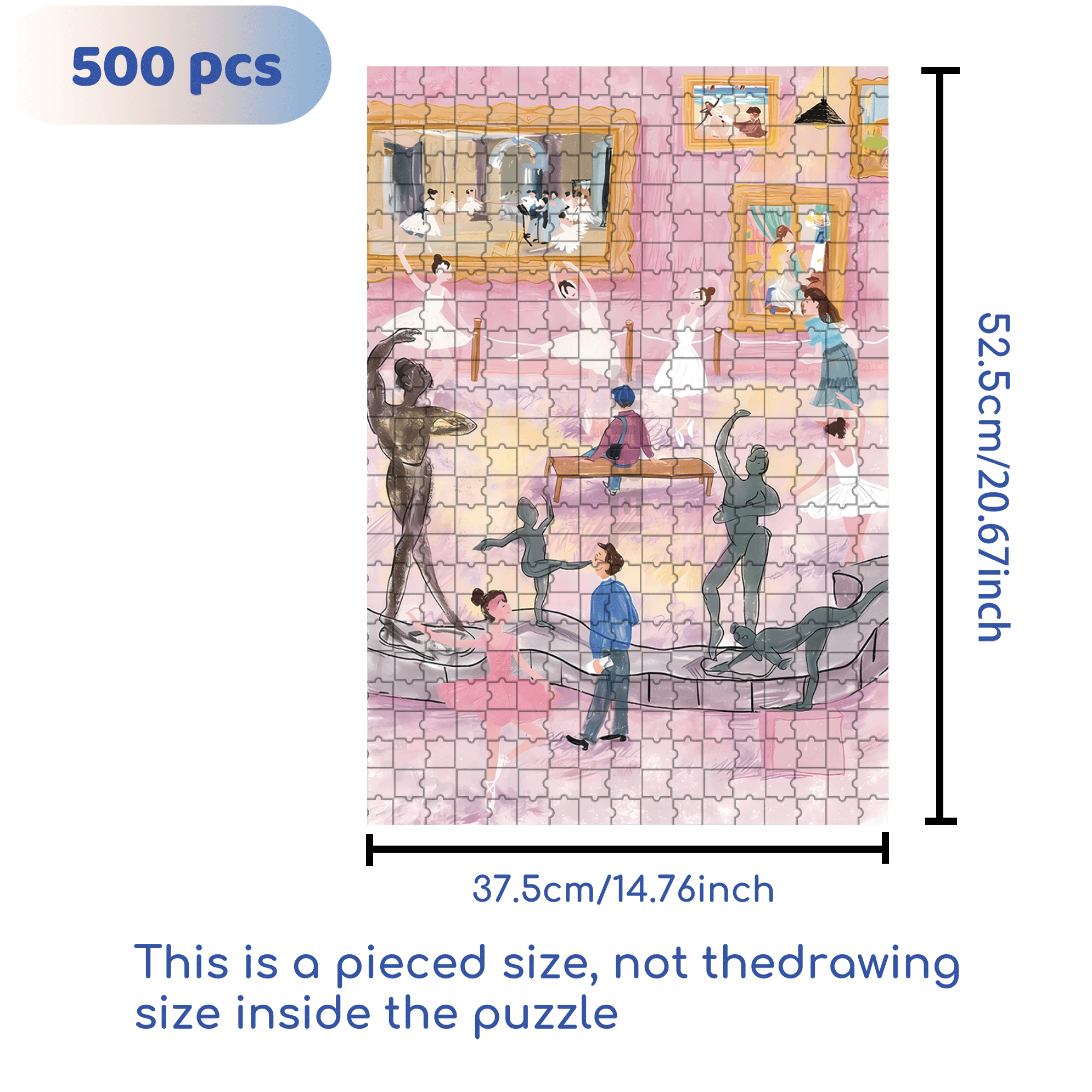 Dance with Degas' Ballet Girl 500pcs/1000pcs Jigsaw Puzzle, Scratch-Resistant, Interactive Family Game & Brain-Boosting DIY Decor, Perfect for Halloween, Christmas & New Year Gifts, Family Puzzle Game