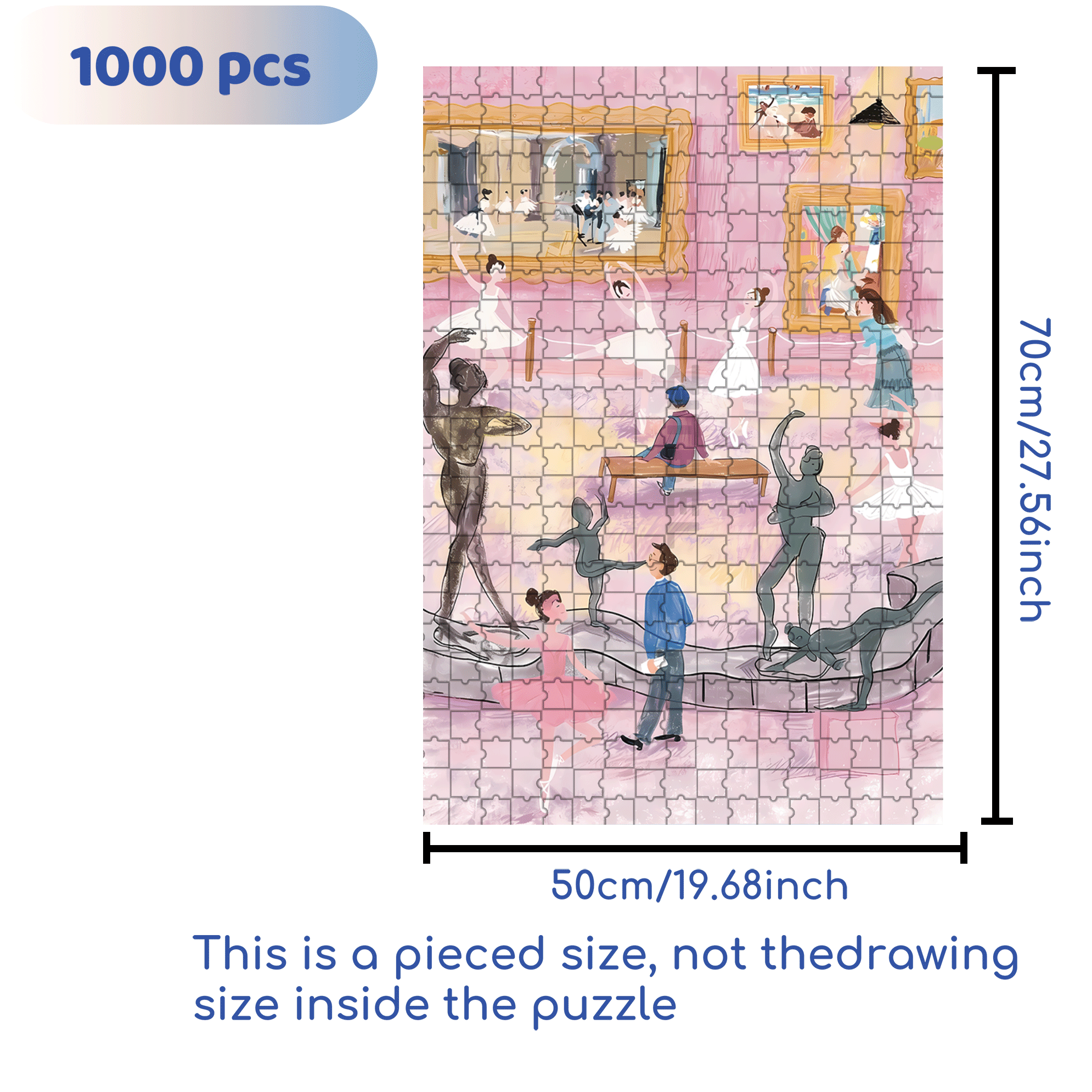Dance with Degas' Ballet Girl 500pcs/1000pcs Jigsaw Puzzle, Scratch-Resistant, Interactive Family Game & Brain-Boosting DIY Decor, Perfect for Halloween, Christmas & New Year Gifts, Family Puzzle Game