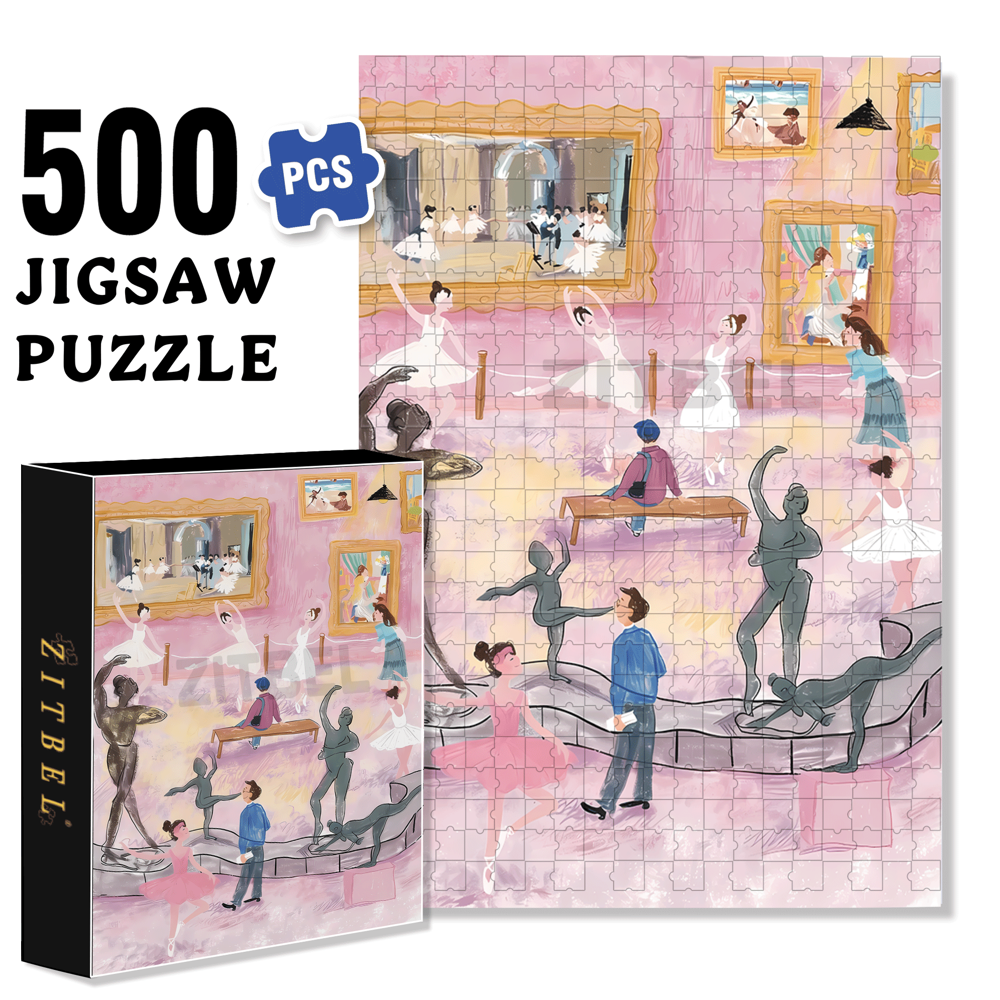 Dance with Degas' Ballet Girl 500pcs/1000pcs Jigsaw Puzzle, Scratch-Resistant, Interactive Family Game & Brain-Boosting DIY Decor, Perfect for Halloween, Christmas & New Year Gifts, Family Puzzle Game