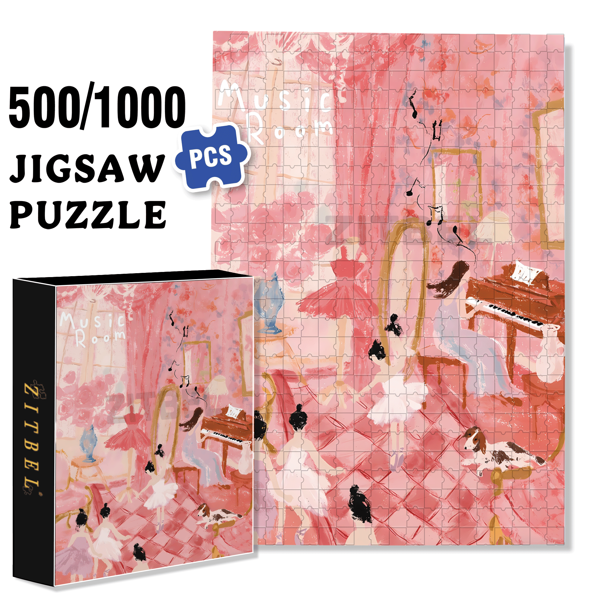 Dancing Under The Crystal Lamp 2 500pcs/1000pcs Jigsaw Puzzle, Scratch-Resistant, Interactive Family Game & Brain-Boosting DIY Decor, Perfect for Halloween, Christmas & New Year Gifts, Family Puzzle Game