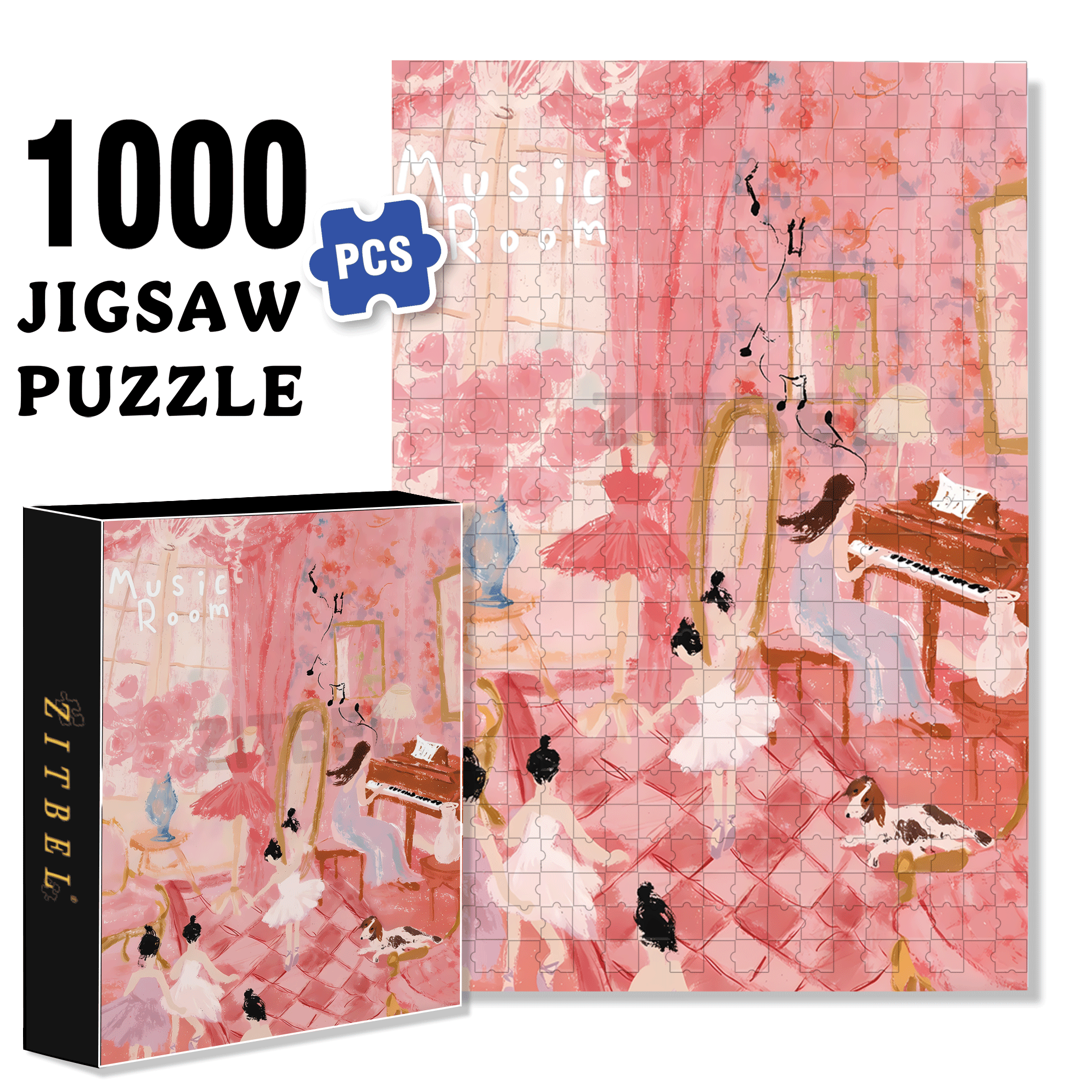 Dancing Under The Crystal Lamp 2 500pcs/1000pcs Jigsaw Puzzle, Scratch-Resistant, Interactive Family Game & Brain-Boosting DIY Decor, Perfect for Halloween, Christmas & New Year Gifts, Family Puzzle Game