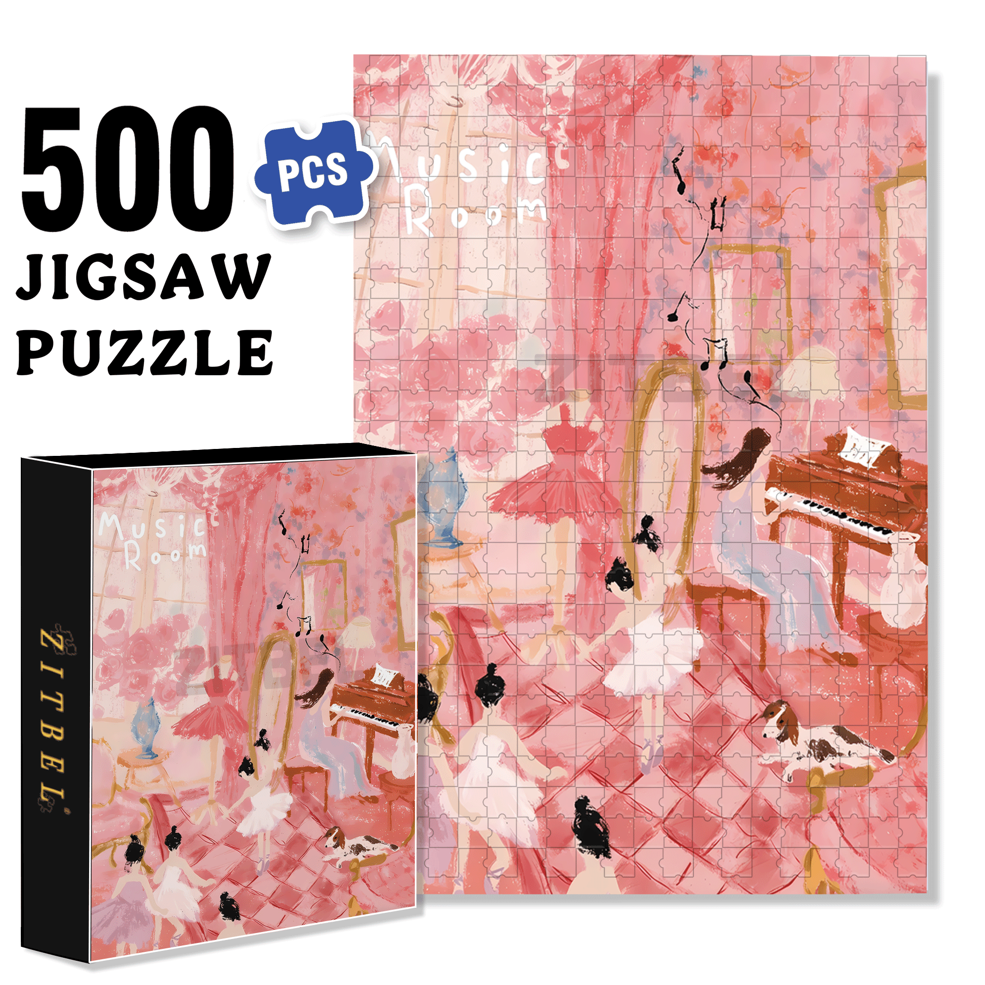 Dancing Under The Crystal Lamp 2 500pcs/1000pcs Jigsaw Puzzle, Scratch-Resistant, Interactive Family Game & Brain-Boosting DIY Decor, Perfect for Halloween, Christmas & New Year Gifts, Family Puzzle Game
