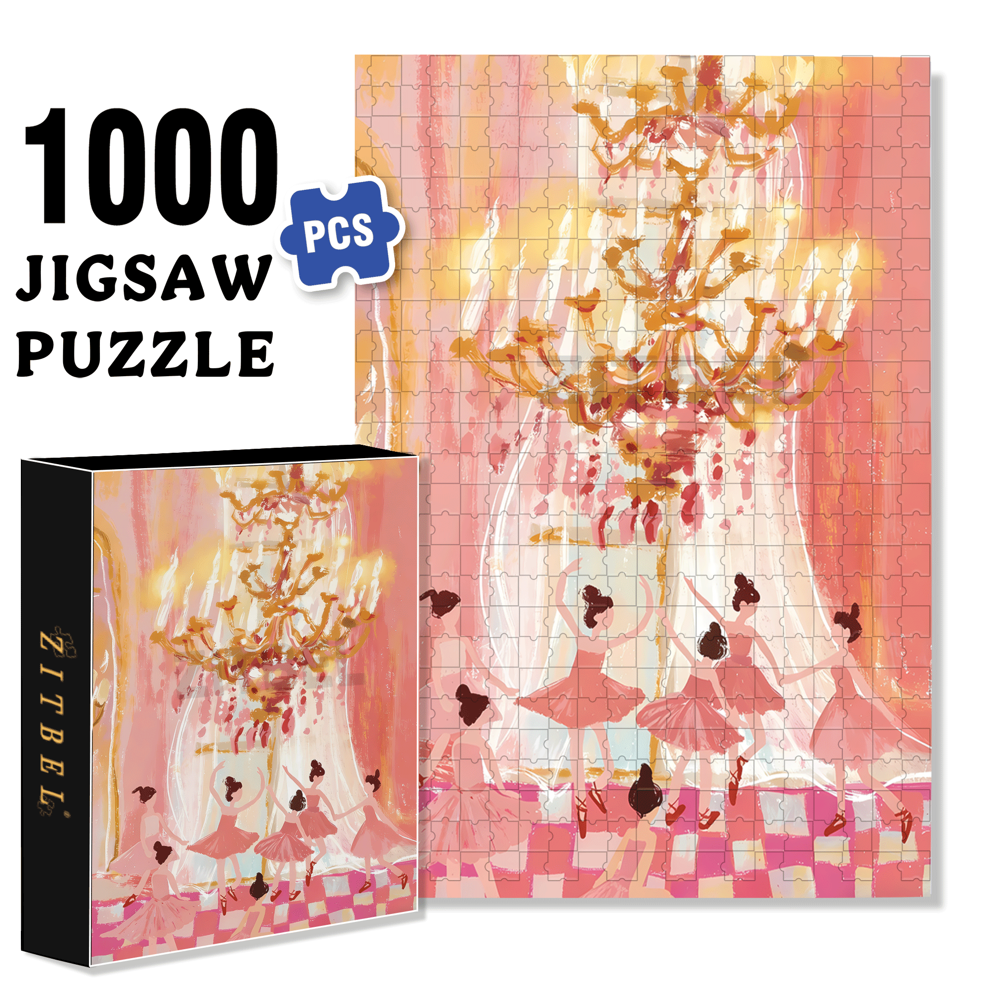Dancing Under The Crystal Lamp 500pcs/1000pcs Jigsaw Puzzle, Scratch-Resistant, Interactive Family Game & Brain-Boosting DIY Decor, Perfect for Halloween, Christmas & New Year Gifts, Family Puzzle Game
