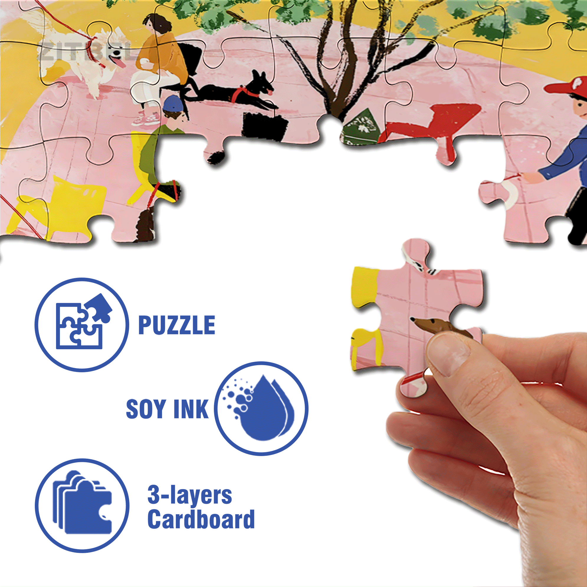 Dog's Party 500pcs/1000pcs Jigsaw Puzzle, Scratch-Resistant, Interactive Family Game & Brain-Boosting DIY Decor, Perfect for Halloween, Christmas & New Year Gifts, Family Puzzle Game
