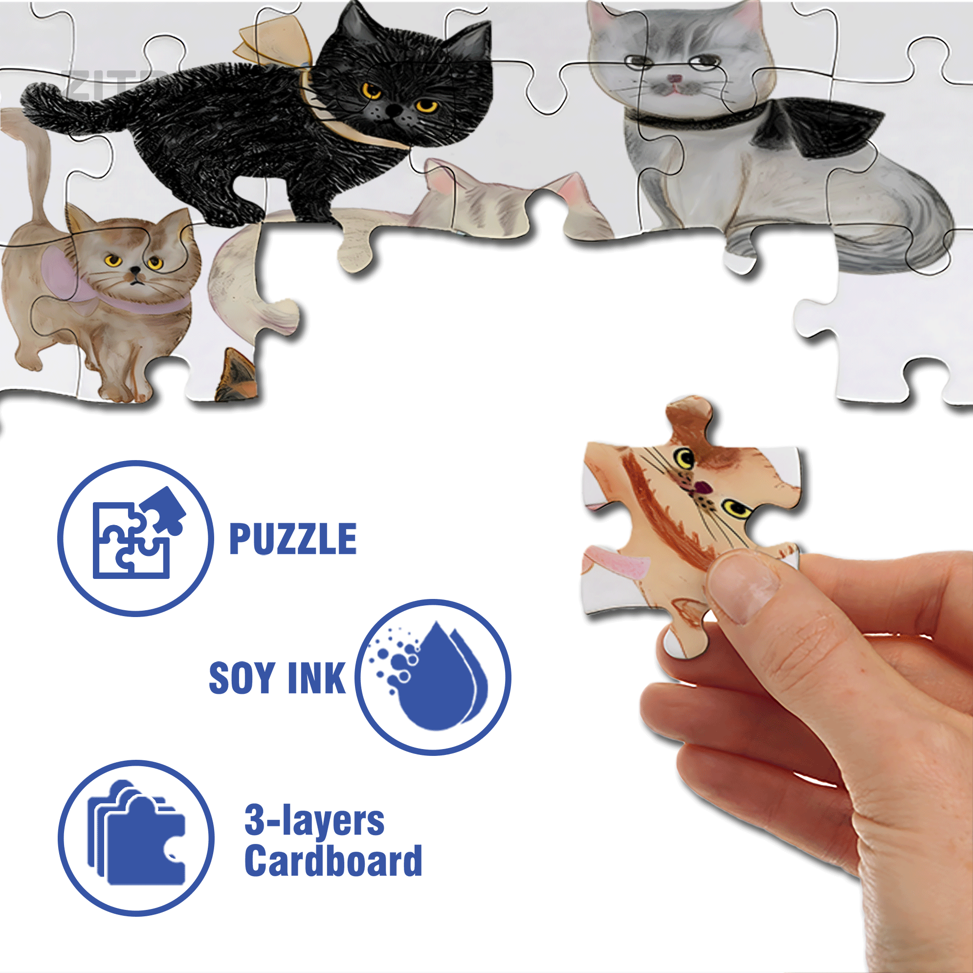 Doodle Cats 500pcs/1000pcs Jigsaw Puzzle, Scratch-Resistant, Interactive Family Game & Brain-Boosting DIY Decor, Perfect for Halloween, Christmas & New Year Gifts, Family Puzzle Game