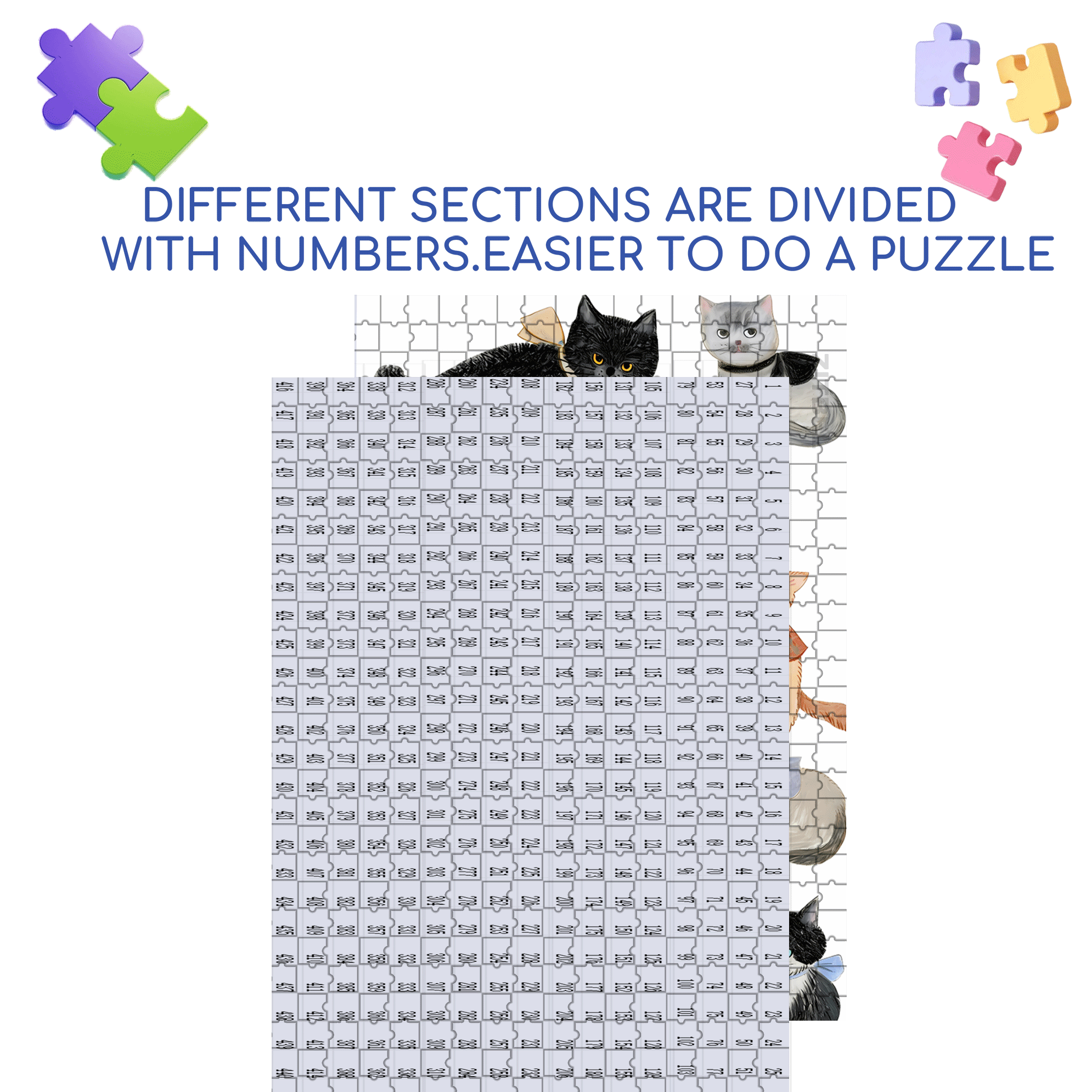 Doodle Cats 500pcs/1000pcs Jigsaw Puzzle, Scratch-Resistant, Interactive Family Game & Brain-Boosting DIY Decor, Perfect for Halloween, Christmas & New Year Gifts, Family Puzzle Game