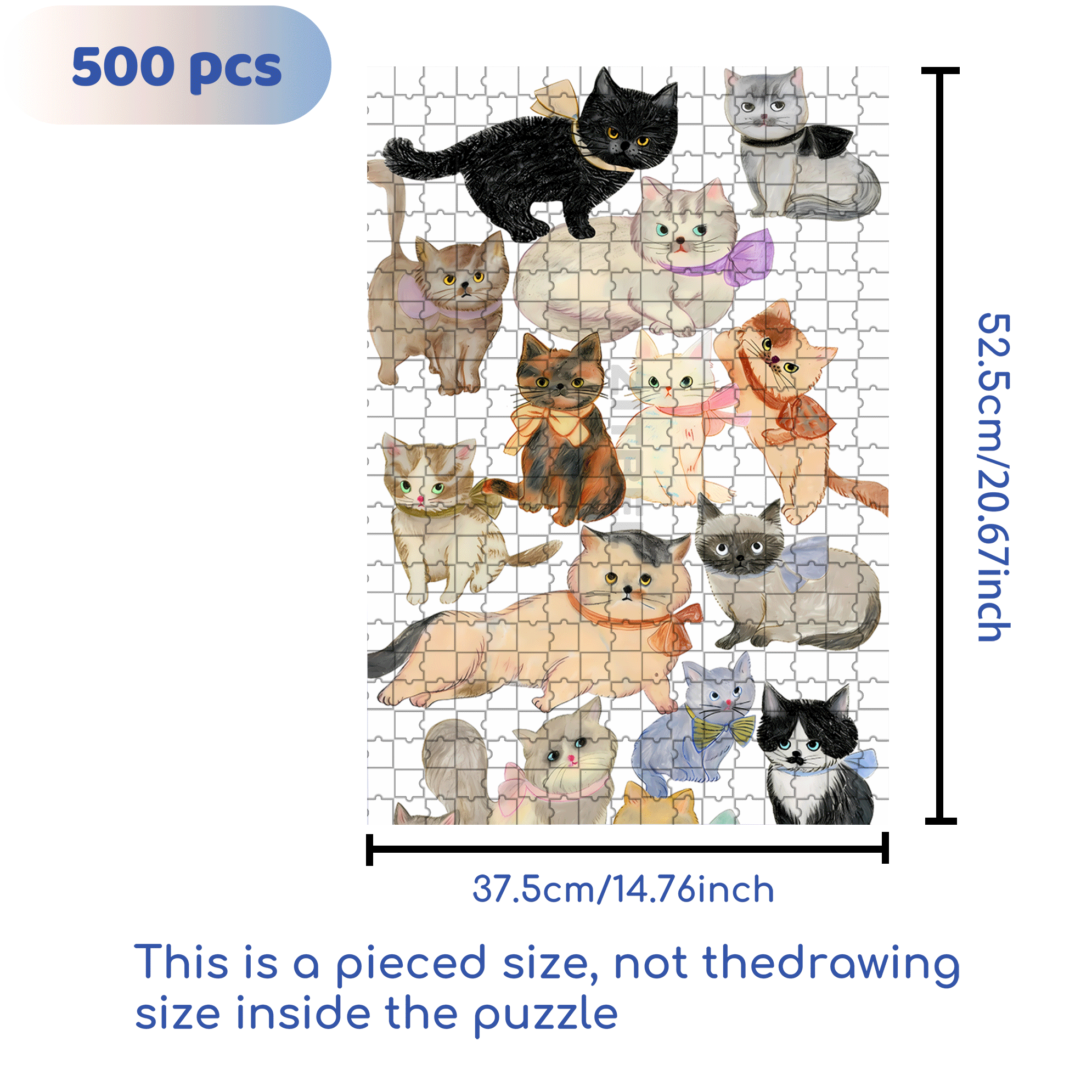 Doodle Cats 500pcs/1000pcs Jigsaw Puzzle, Scratch-Resistant, Interactive Family Game & Brain-Boosting DIY Decor, Perfect for Halloween, Christmas & New Year Gifts, Family Puzzle Game