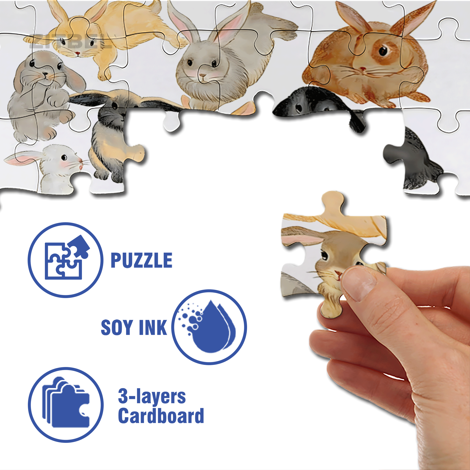 Doodle Rabbits 500pcs/1000pcs Jigsaw Puzzle, Scratch-Resistant, Interactive Family Game & Brain-Boosting DIY Decor, Perfect for Halloween, Christmas & New Year Gifts, Family Puzzle Game