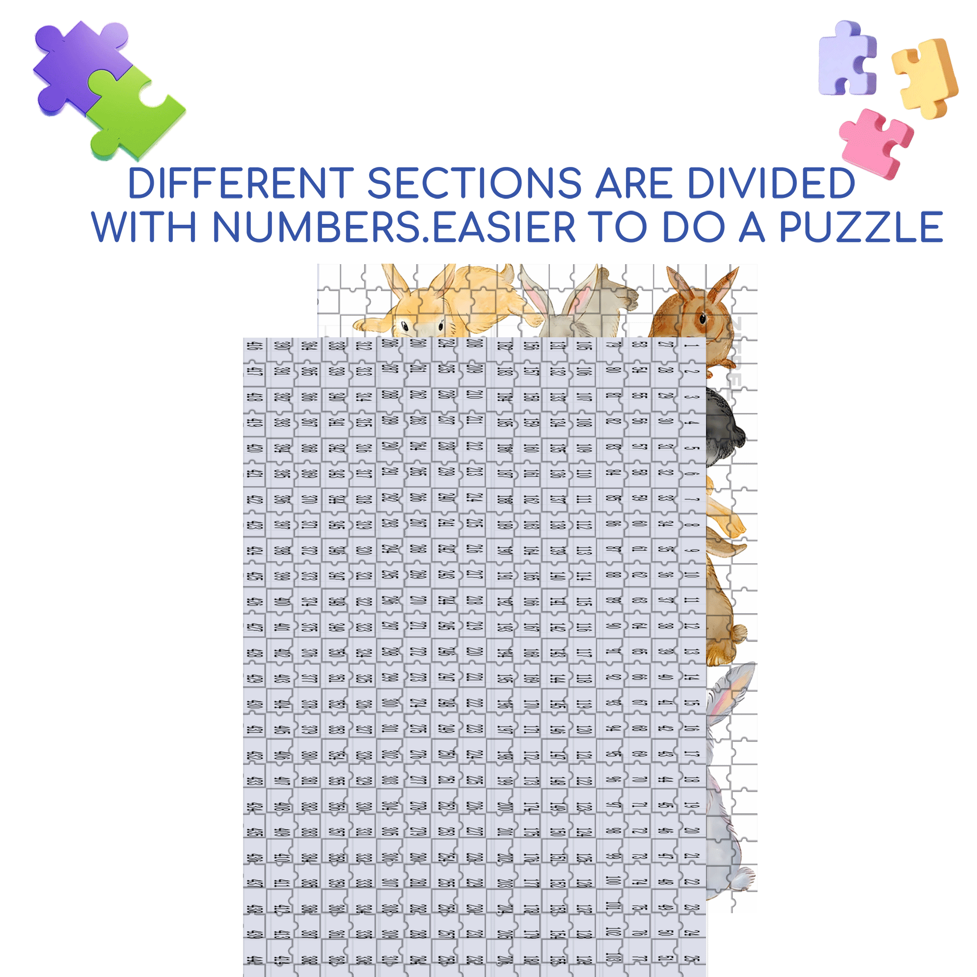 Doodle Rabbits 500pcs/1000pcs Jigsaw Puzzle, Scratch-Resistant, Interactive Family Game & Brain-Boosting DIY Decor, Perfect for Halloween, Christmas & New Year Gifts, Family Puzzle Game