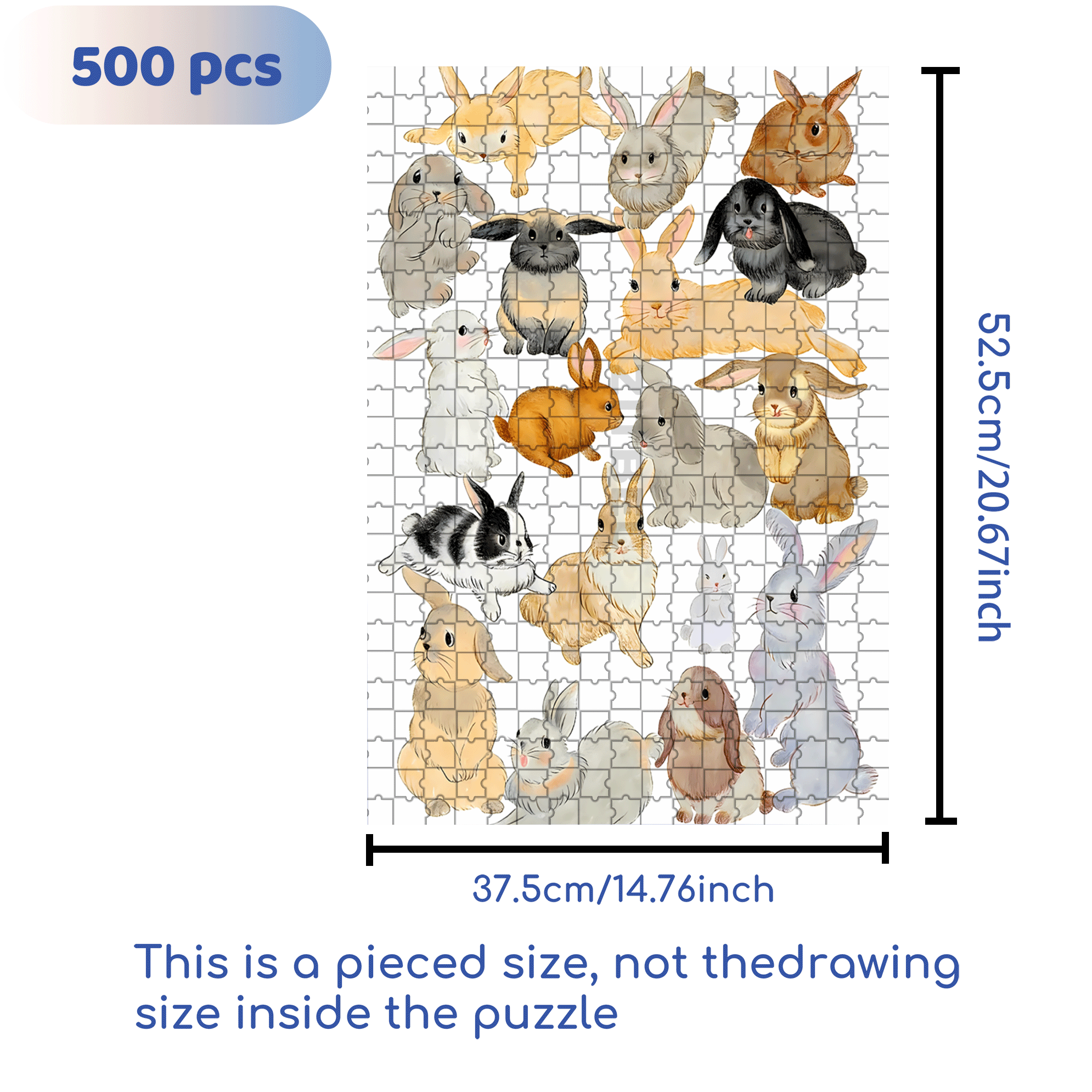 Doodle Rabbits 500pcs/1000pcs Jigsaw Puzzle, Scratch-Resistant, Interactive Family Game & Brain-Boosting DIY Decor, Perfect for Halloween, Christmas & New Year Gifts, Family Puzzle Game