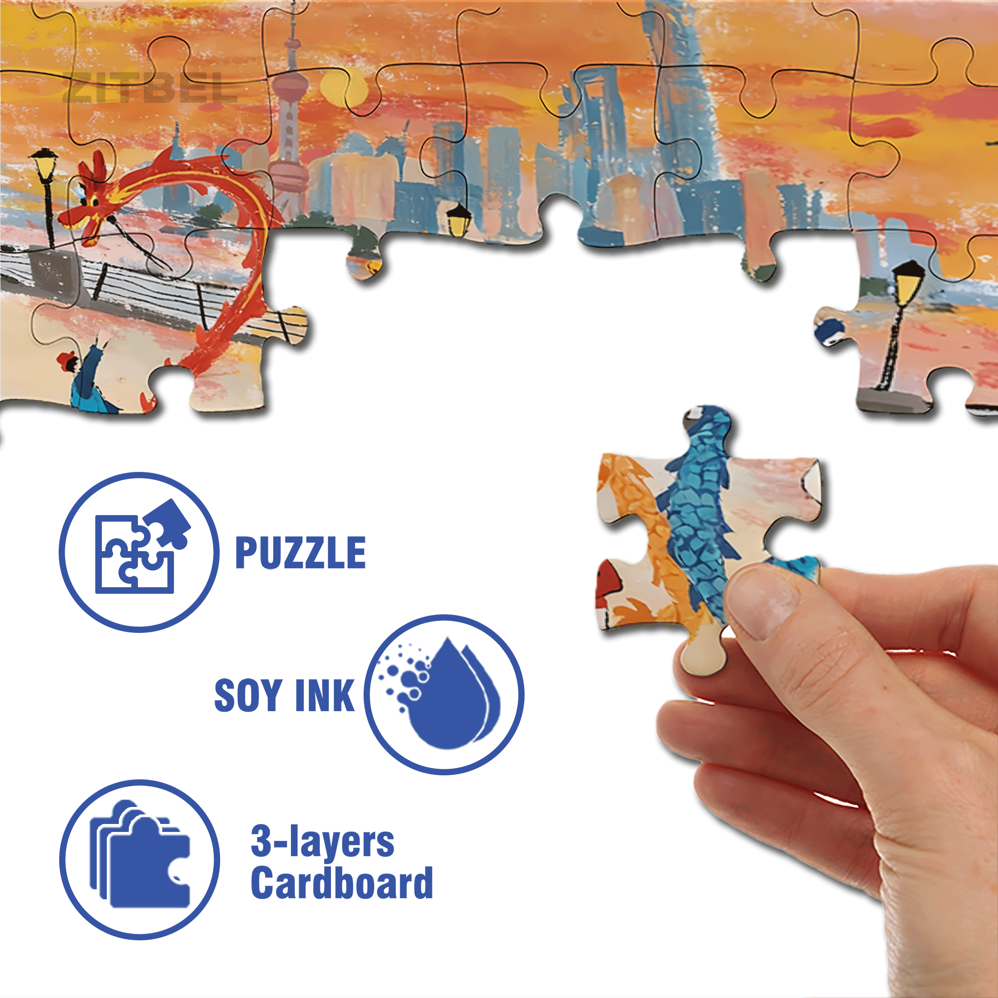 Dragon Dance Festival 500pcs/1000pcs Jigsaw Puzzle, Scratch-Resistant, Interactive Family Game & Brain-Boosting DIY Decor, Perfect for Halloween, Christmas & New Year Gifts, Family Puzzle Game