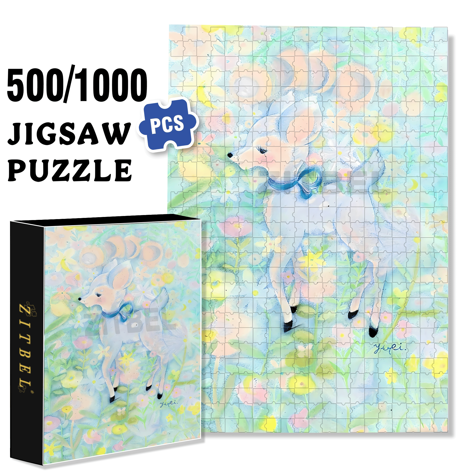 Dreamy Deer 500pcs/1000pcs Jigsaw Puzzle, Scratch-Resistant, Interactive Family Game & Brain-Boosting DIY Decor, Perfect for Halloween, Christmas & New Year Gifts, Family Puzzle Game