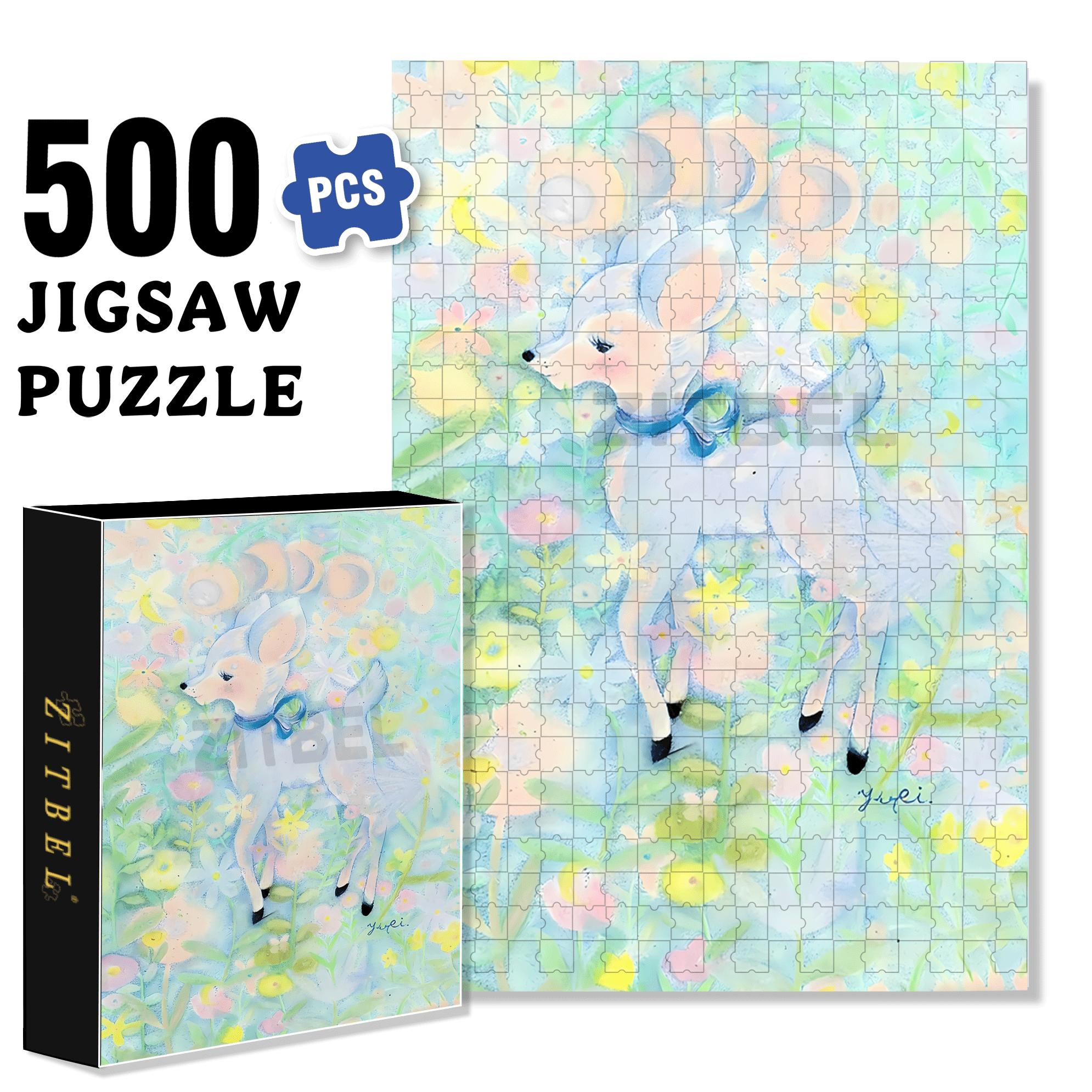 Dreamy Deer 500pcs/1000pcs Jigsaw Puzzle, Scratch-Resistant, Interactive Family Game & Brain-Boosting DIY Decor, Perfect for Halloween, Christmas & New Year Gifts, Family Puzzle Game