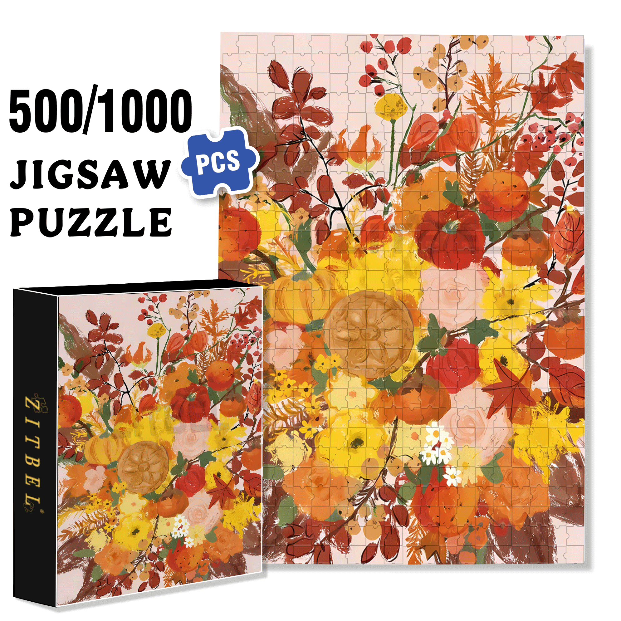 Earth Color Scheme 500pcs/1000pcs Jigsaw Puzzle, Scratch-Resistant, Interactive Family Game & Brain-Boosting DIY Decor, Perfect for Halloween, Christmas & New Year Gifts, Family Puzzle Game