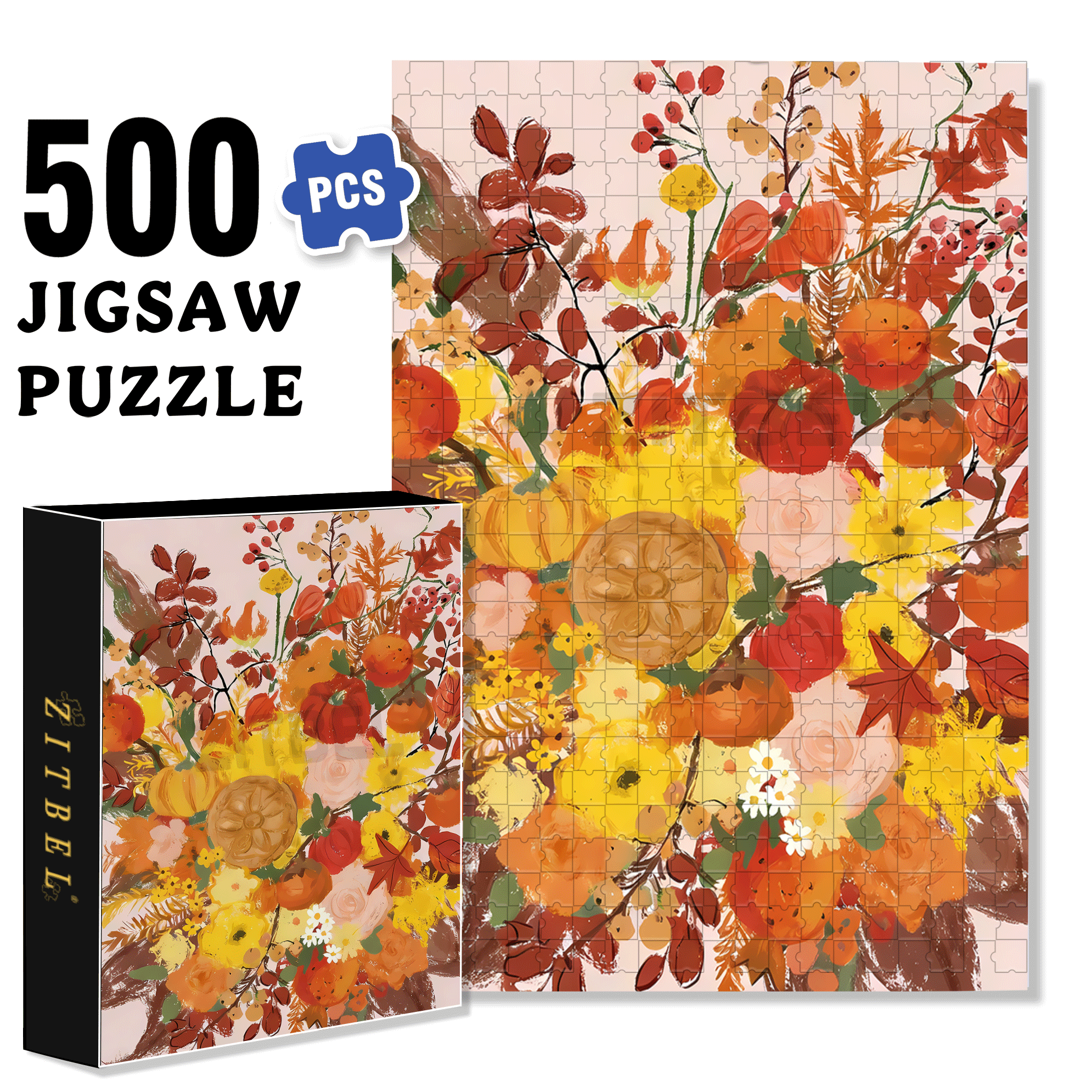 Earth Color Scheme 500pcs/1000pcs Jigsaw Puzzle, Scratch-Resistant, Interactive Family Game & Brain-Boosting DIY Decor, Perfect for Halloween, Christmas & New Year Gifts, Family Puzzle Game