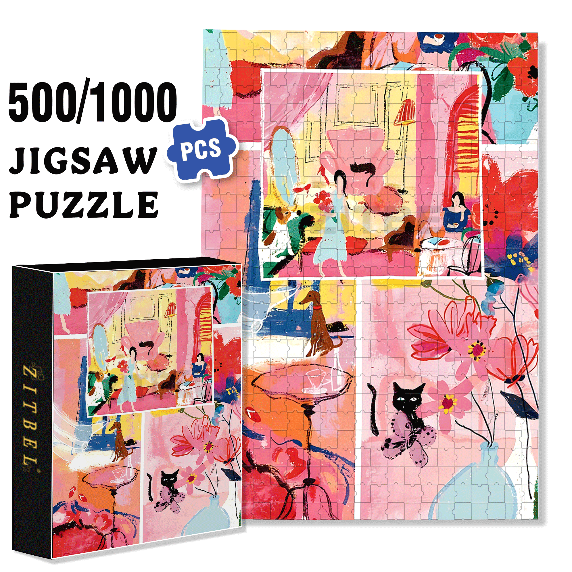 Emotions And Colors 500pcs/1000pcs Jigsaw Puzzle, Scratch-Resistant, Interactive Family Game & Brain-Boosting DIY Decor, Perfect for Halloween, Christmas & New Year Gifts, Family Puzzle Game