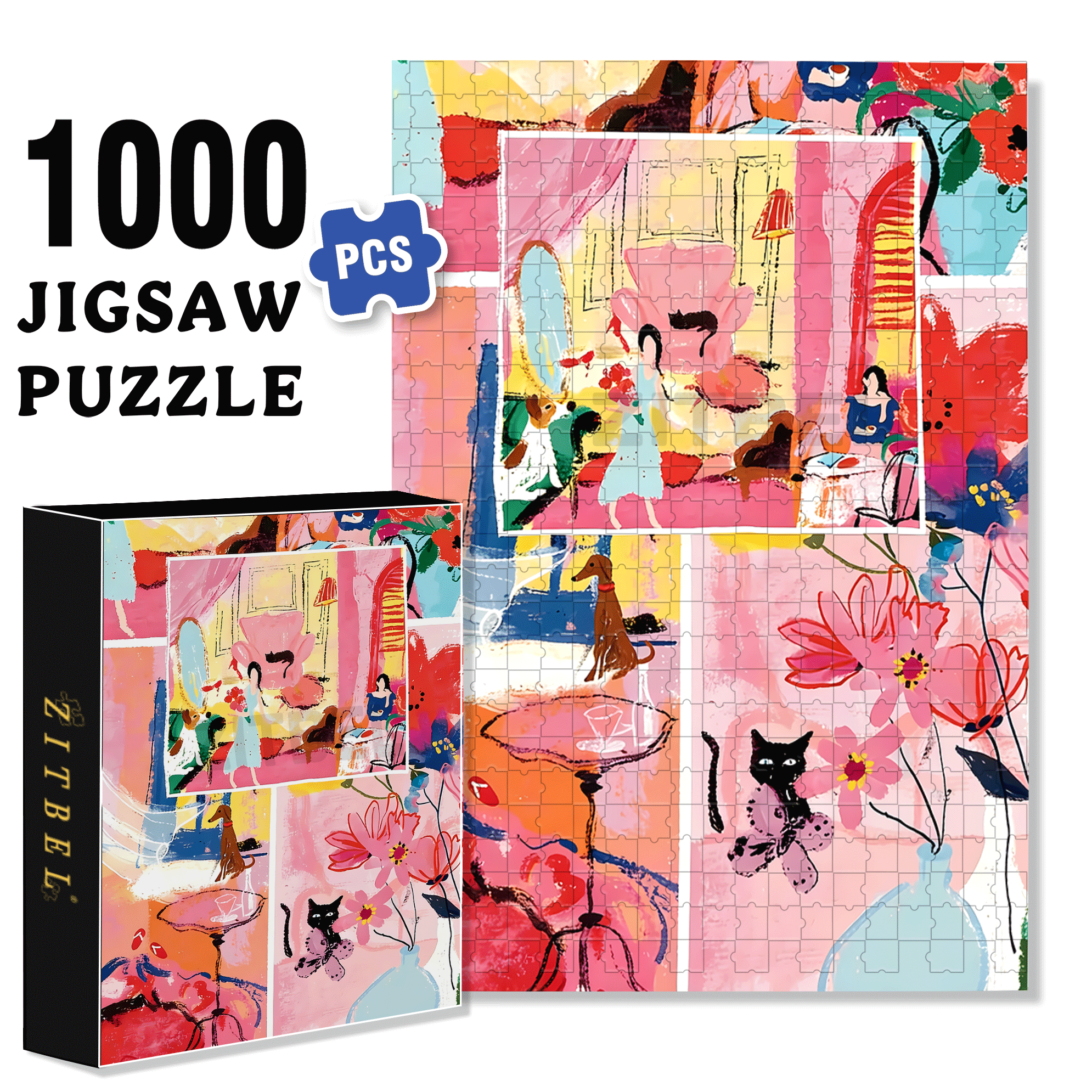 Emotions And Colors 500pcs/1000pcs Jigsaw Puzzle, Scratch-Resistant, Interactive Family Game & Brain-Boosting DIY Decor, Perfect for Halloween, Christmas & New Year Gifts, Family Puzzle Game