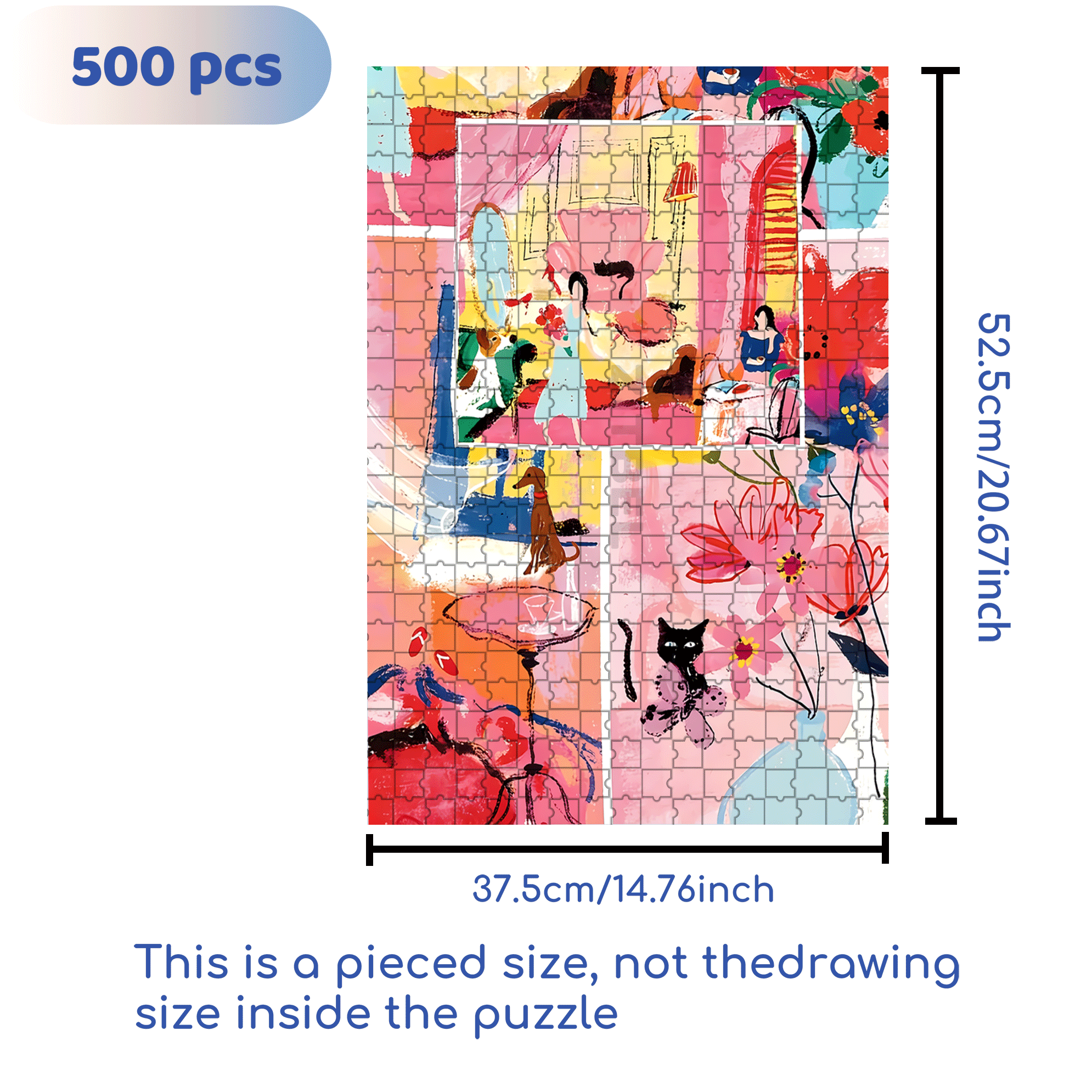 Emotions And Colors 500pcs/1000pcs Jigsaw Puzzle, Scratch-Resistant, Interactive Family Game & Brain-Boosting DIY Decor, Perfect for Halloween, Christmas & New Year Gifts, Family Puzzle Game