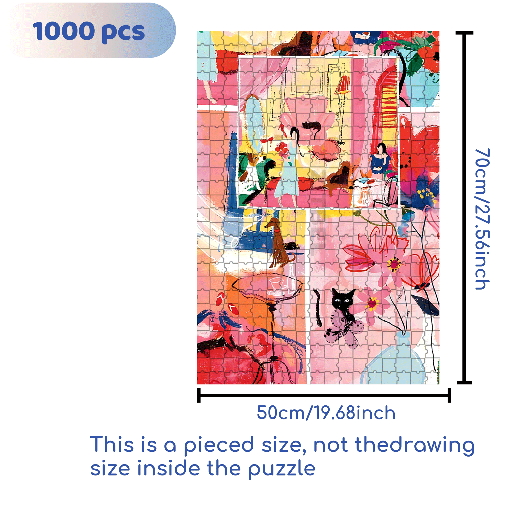 Emotions And Colors 500pcs/1000pcs Jigsaw Puzzle, Scratch-Resistant, Interactive Family Game & Brain-Boosting DIY Decor, Perfect for Halloween, Christmas & New Year Gifts, Family Puzzle Game