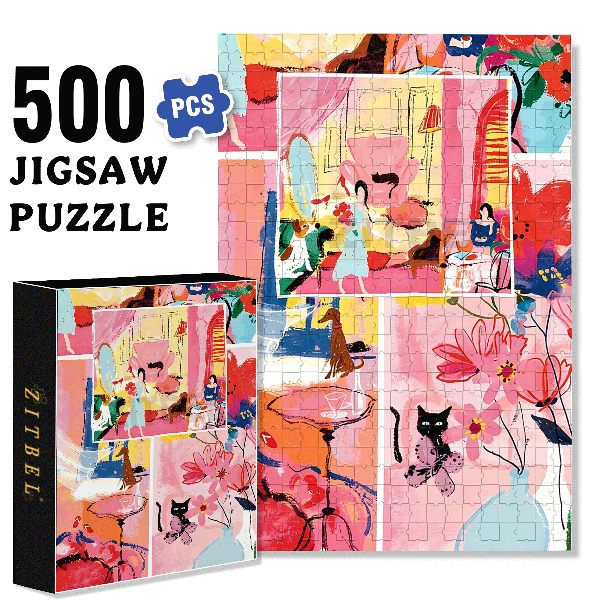 Emotions And Colors 500pcs/1000pcs Jigsaw Puzzle, Scratch-Resistant, Interactive Family Game & Brain-Boosting DIY Decor, Perfect for Halloween, Christmas & New Year Gifts, Family Puzzle Game
