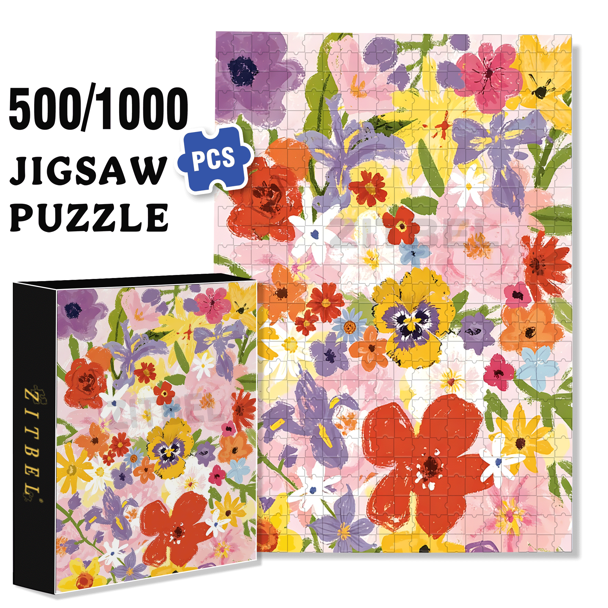 Favorite Color 500pcs/1000pcs Jigsaw Puzzle, Scratch-Resistant, Interactive Family Game & Brain-Boosting DIY Decor, Perfect for Halloween, Christmas & New Year Gifts, Family Puzzle Game
