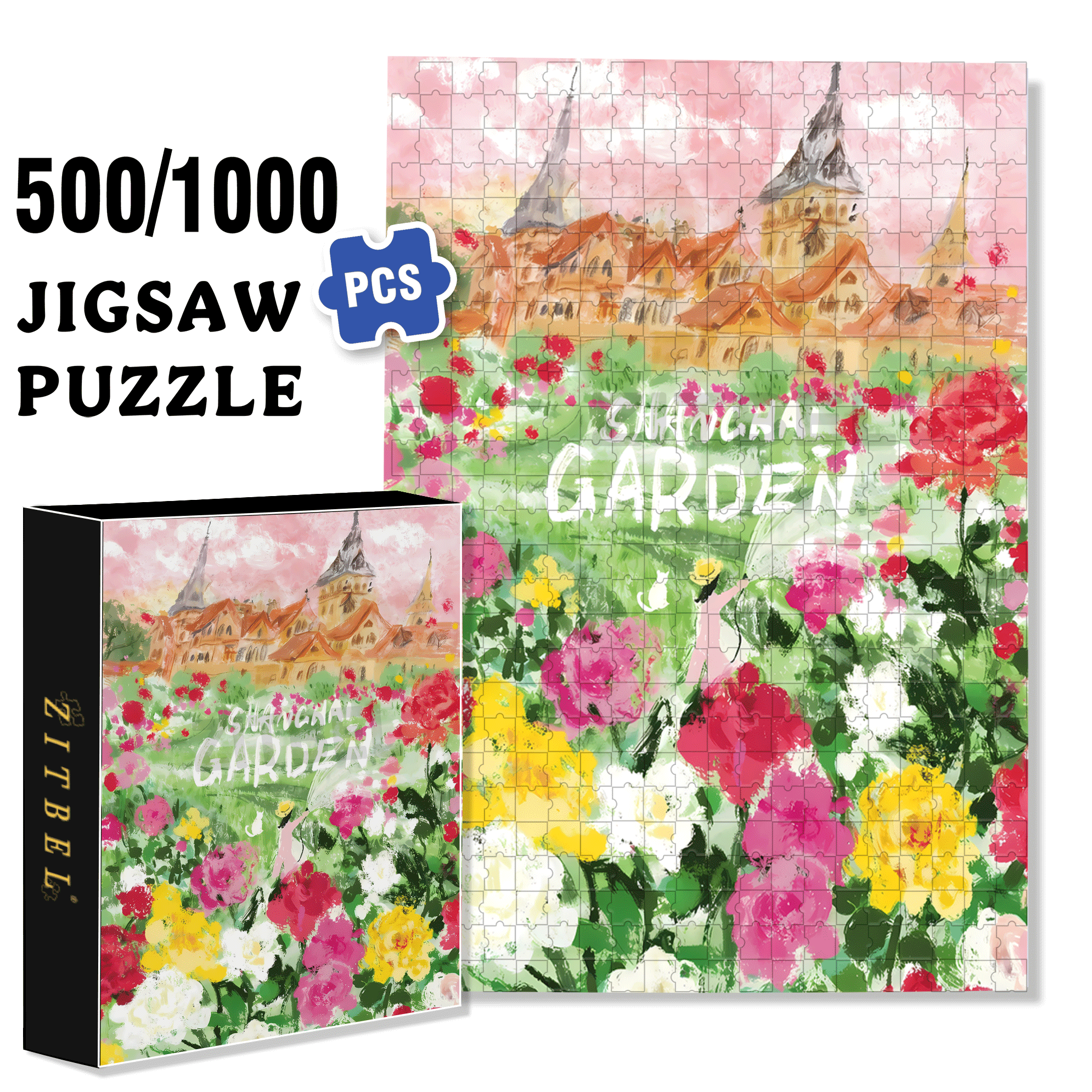 Garden Dream 500pcs/1000pcs Jigsaw Puzzle, Scratch-Resistant, Interactive Family Game & Brain-Boosting DIY Decor, Perfect for Halloween, Christmas & New Year Gifts, Family Puzzle Game